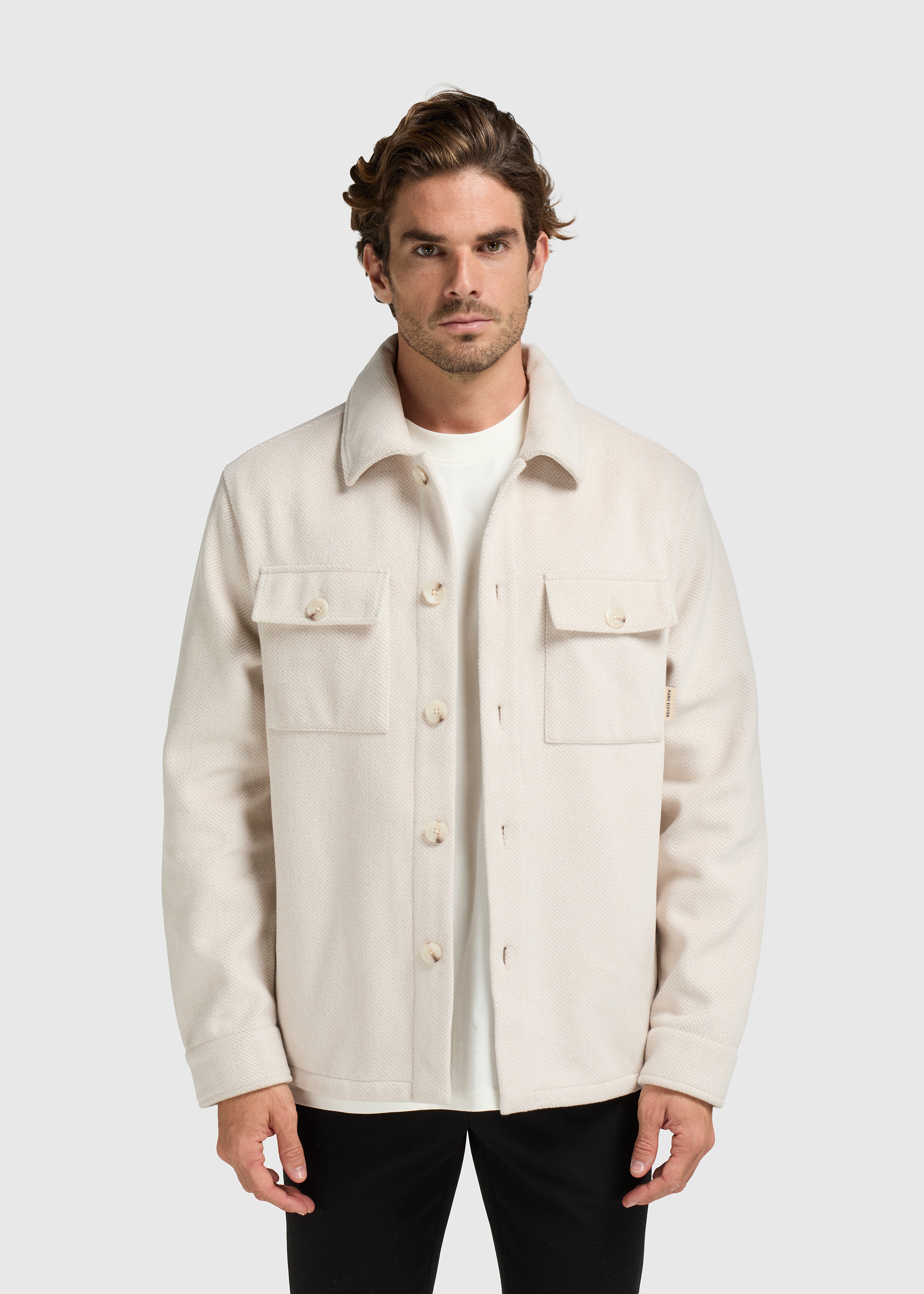 Herringbone Overshirt - Light Sand