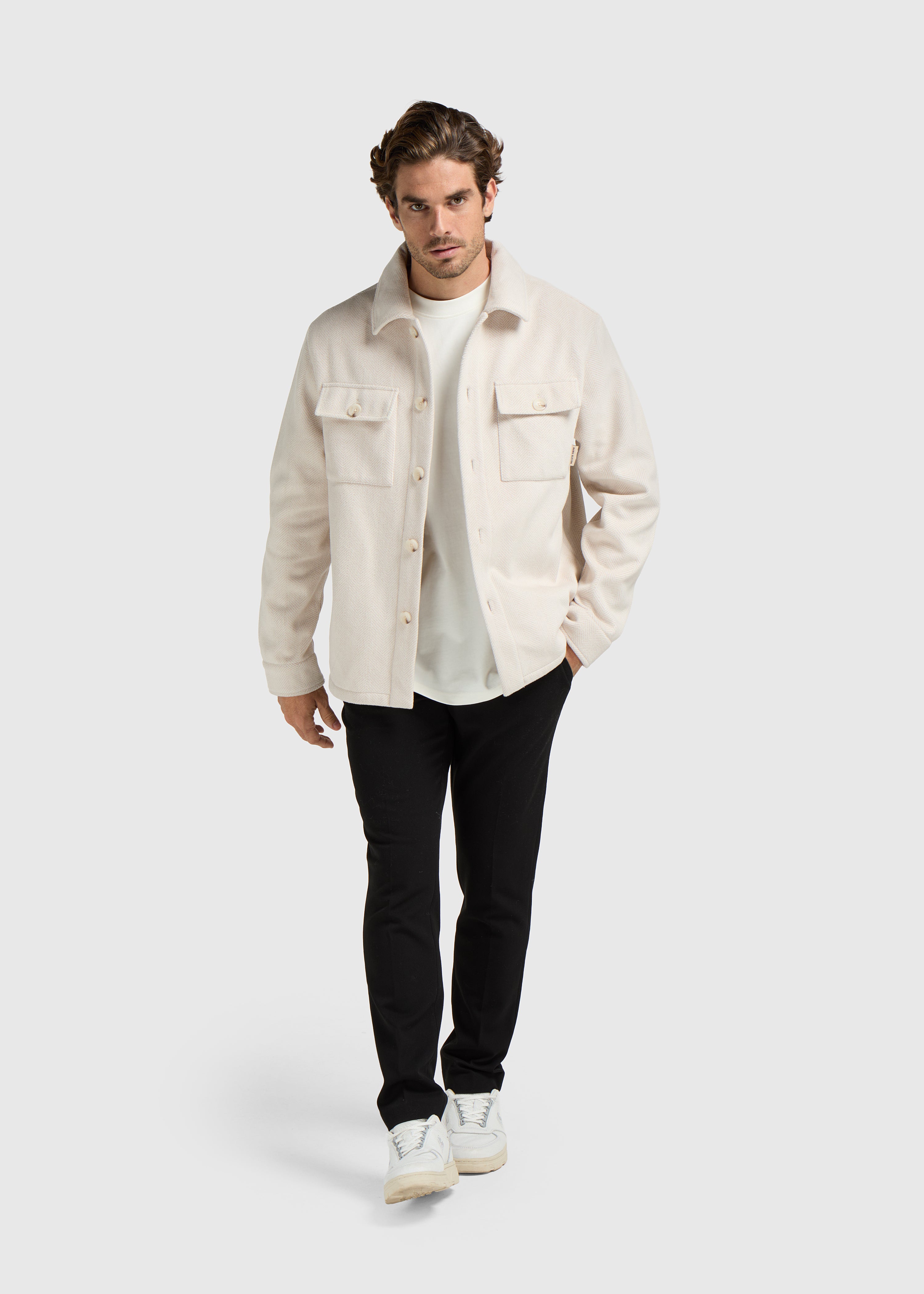 Herringbone Overshirt - Light Sand