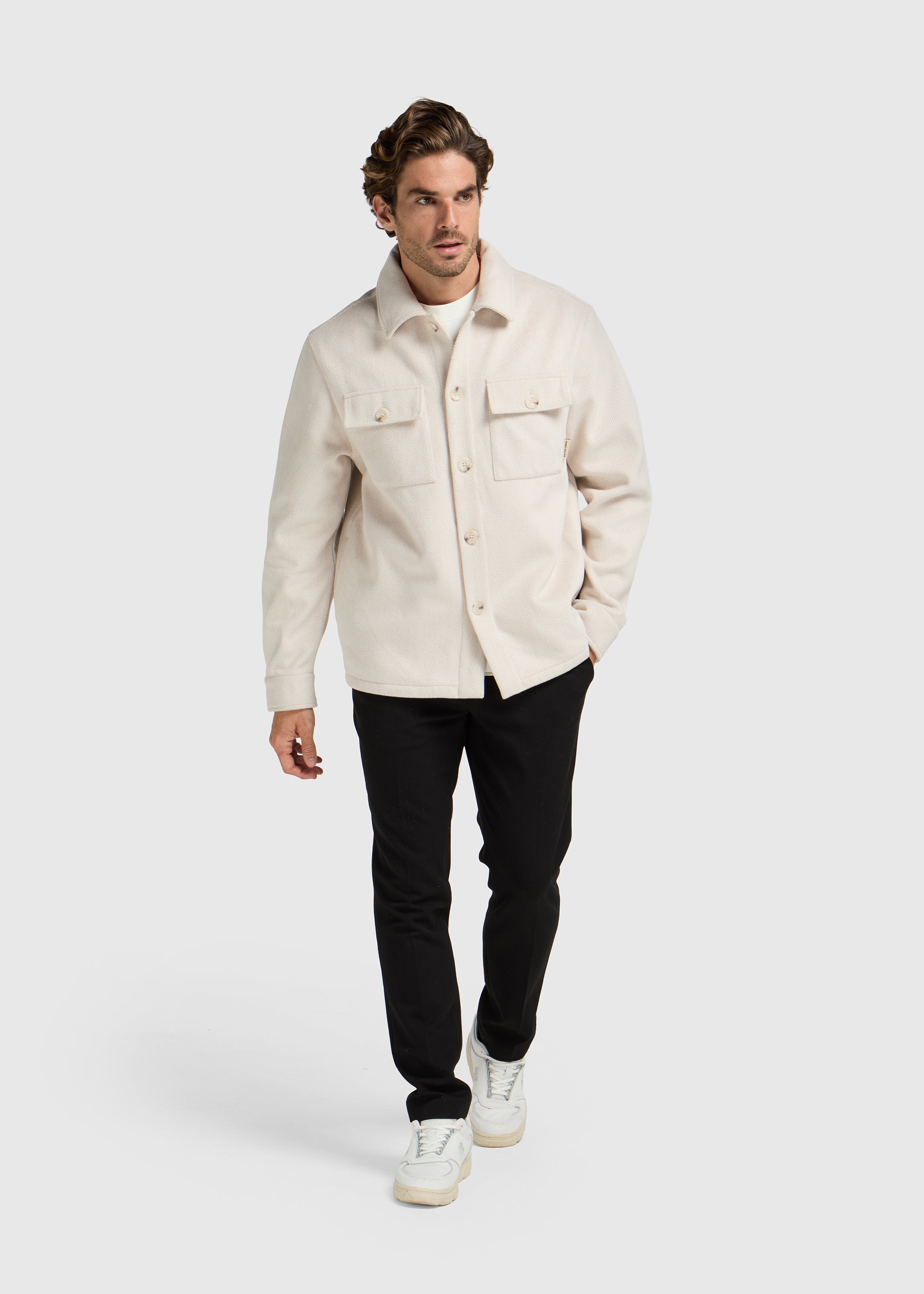 Herringbone Overshirt - Light Sand