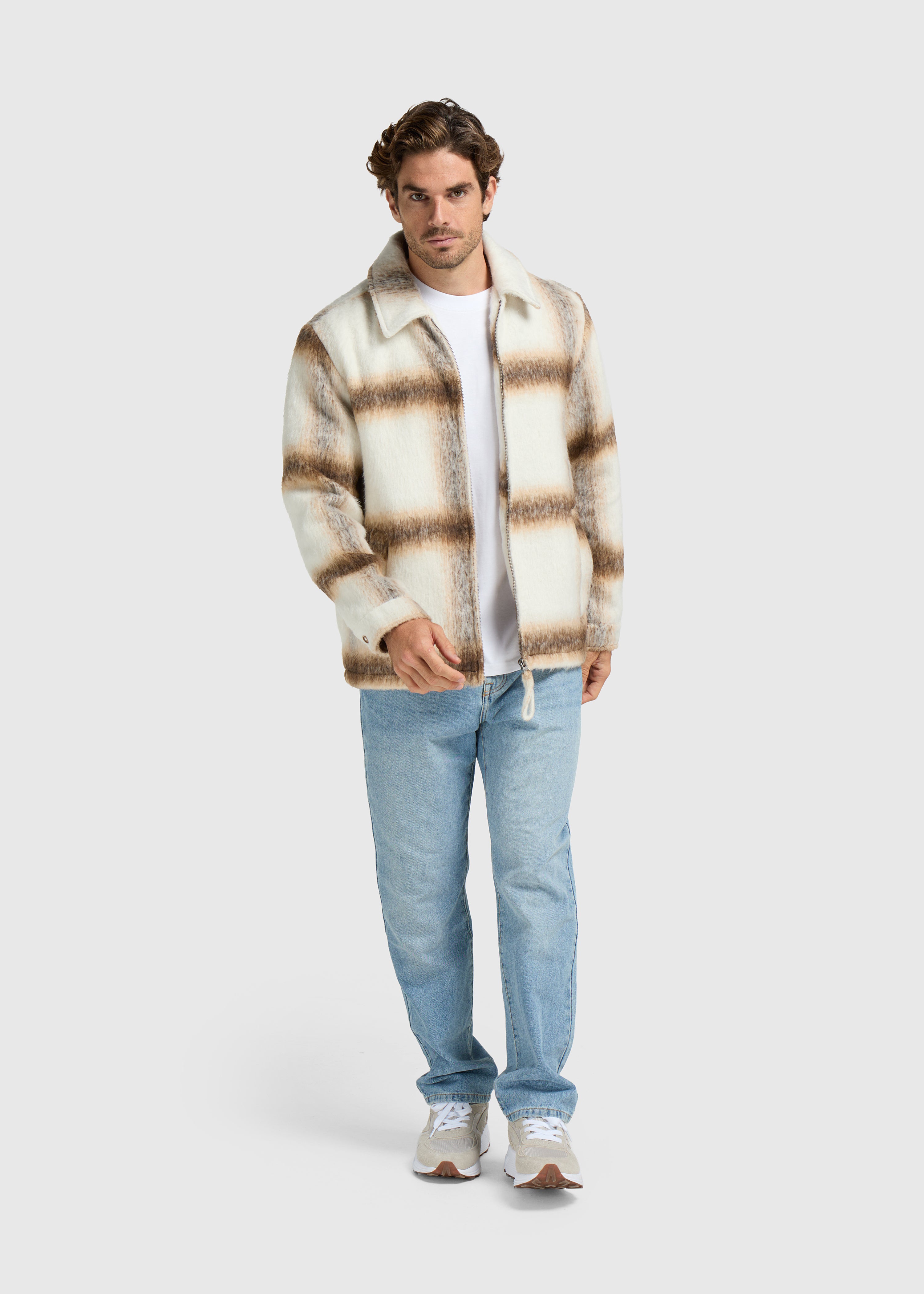 Hairy Check Jacket - Sand