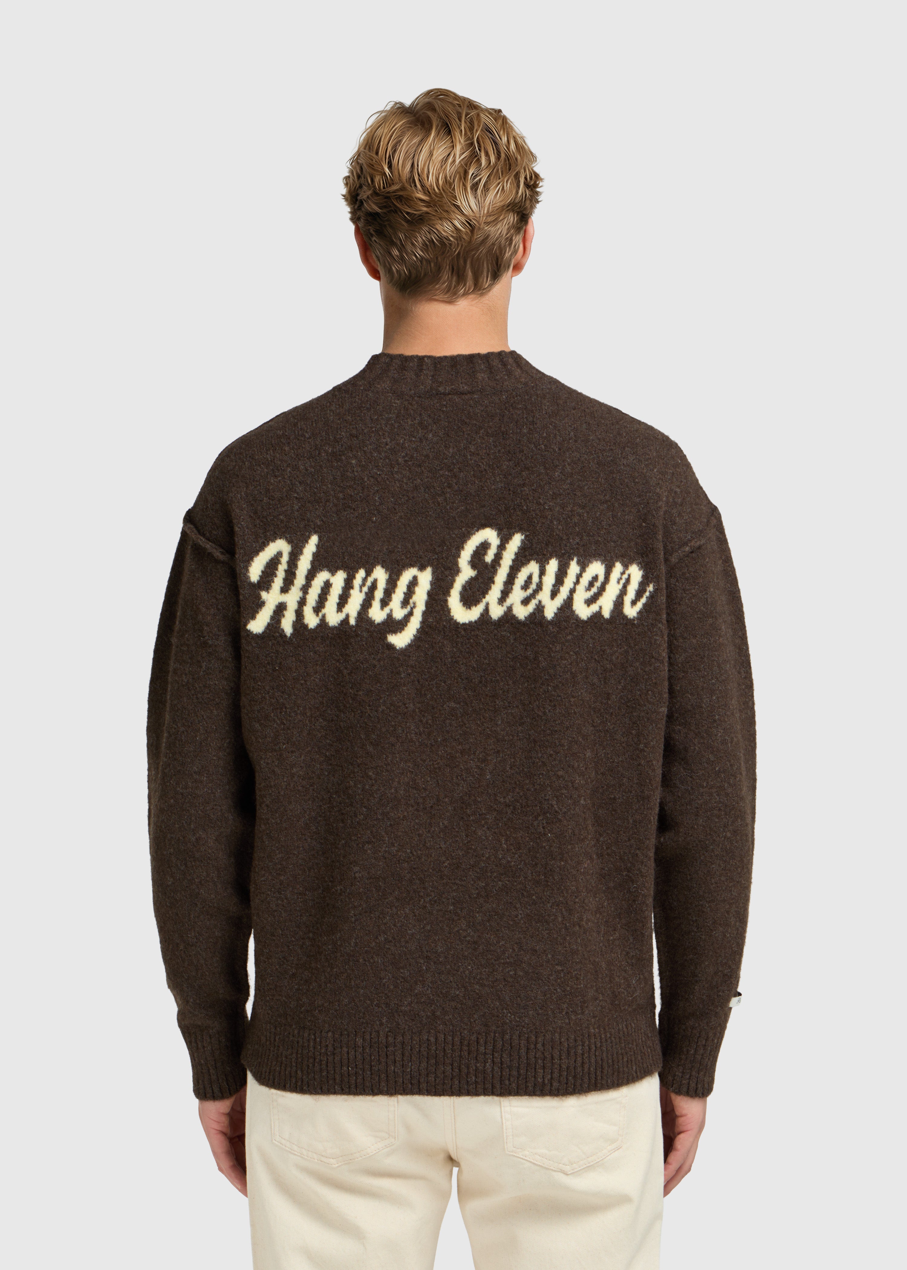 Cozy Brand Knit Crewneck - Brown