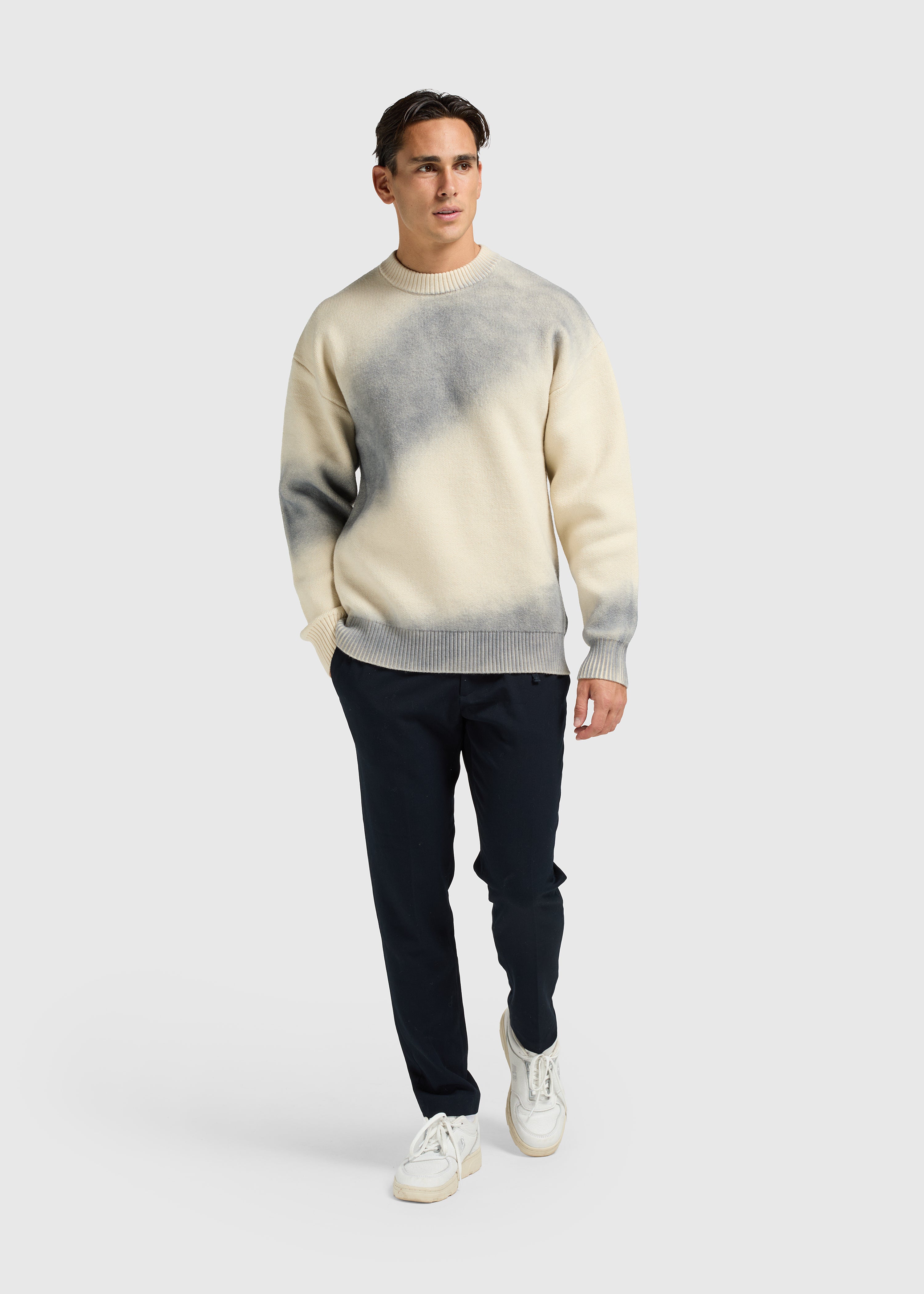Spray Knit Crewneck - Stone Grey