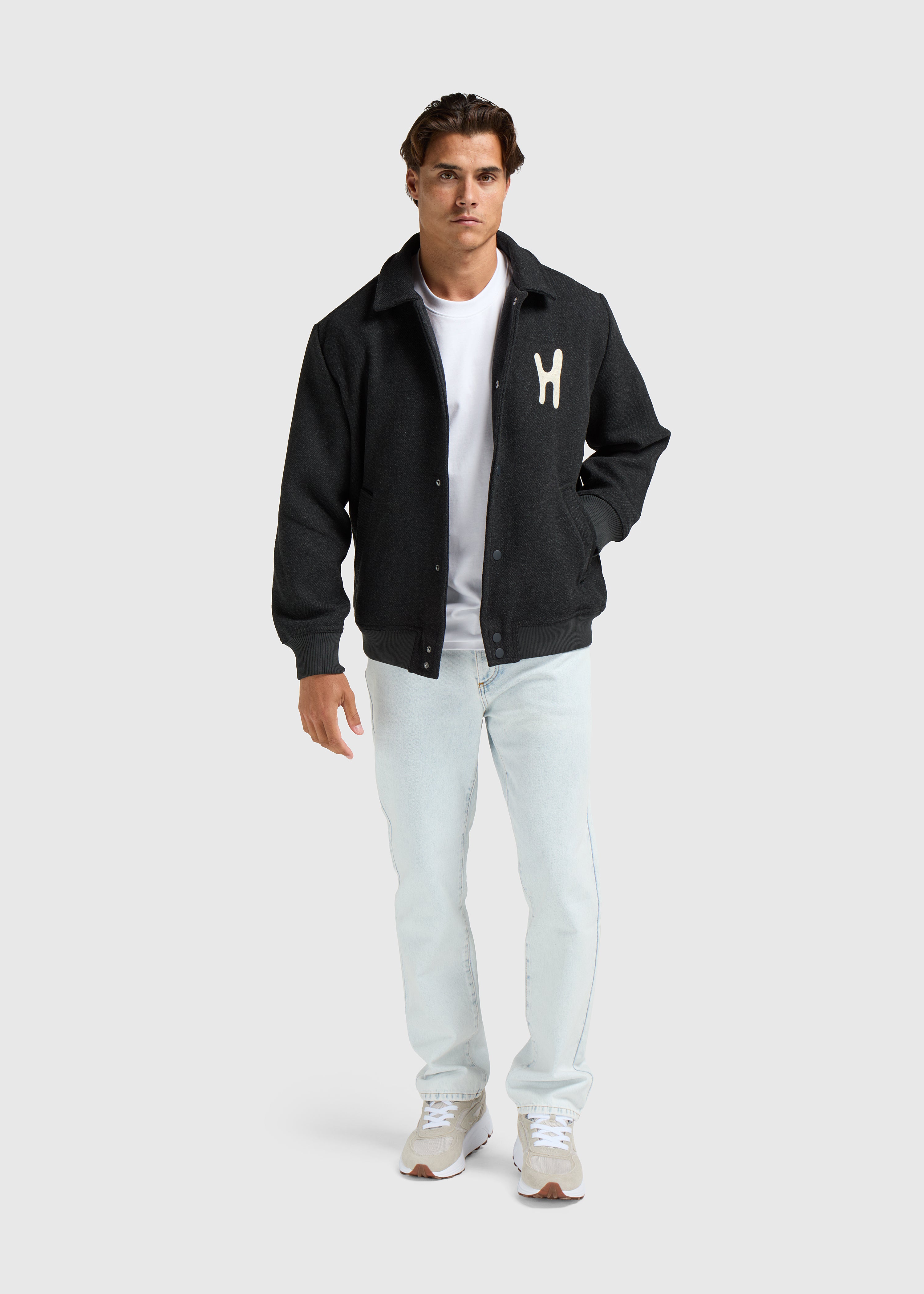 Varsity Jacket - Black Melange