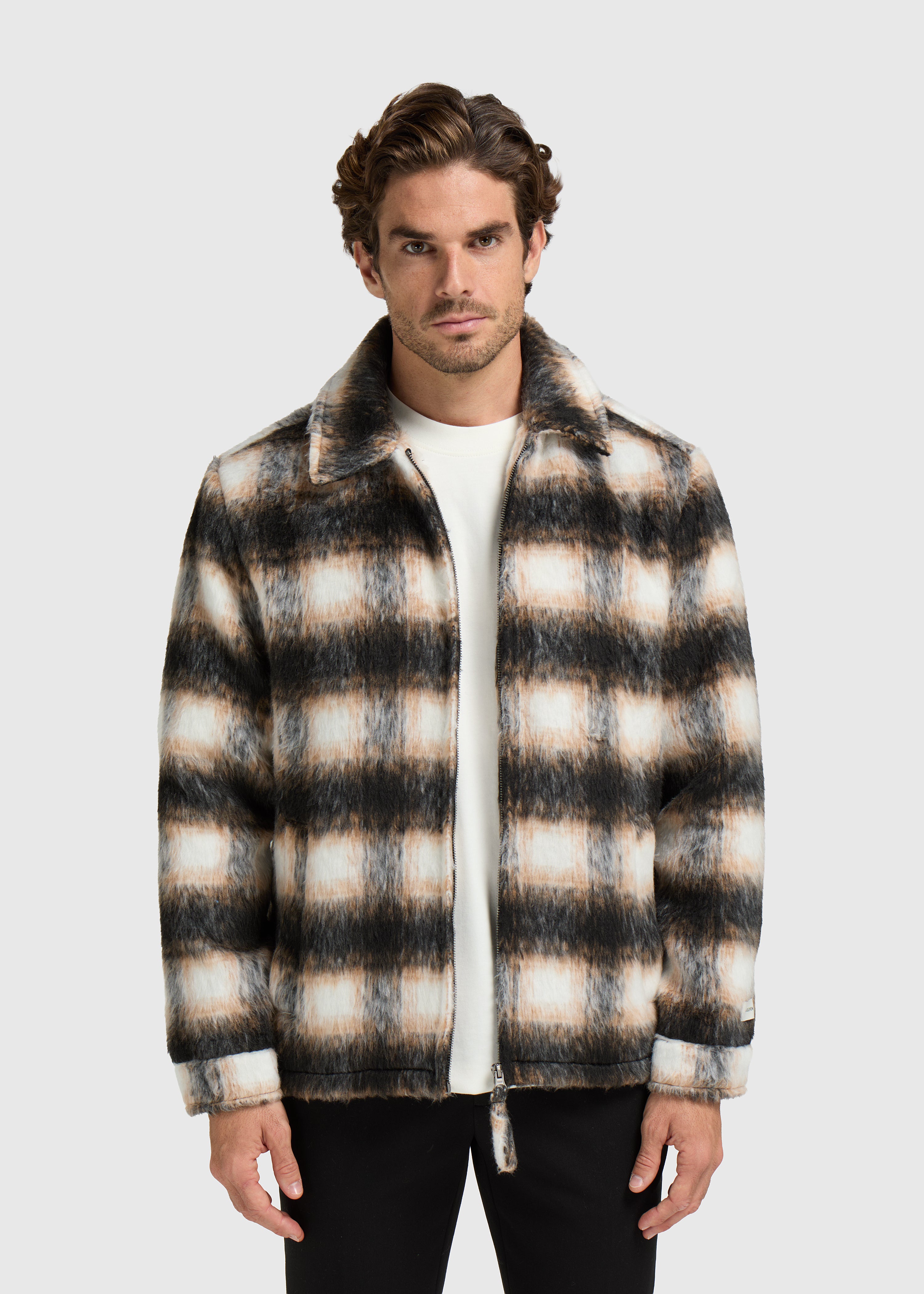 Hairy Check Jacket- Black