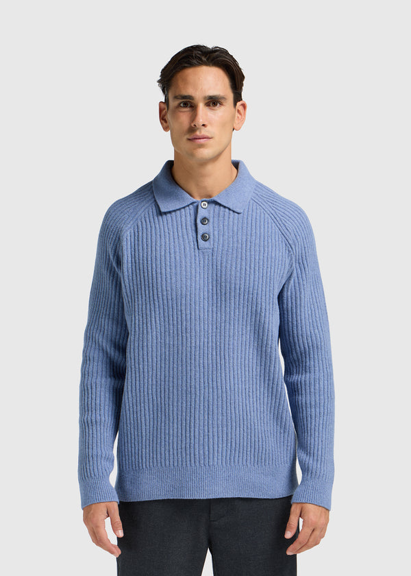 Soft Structure Polo - Blue Melange