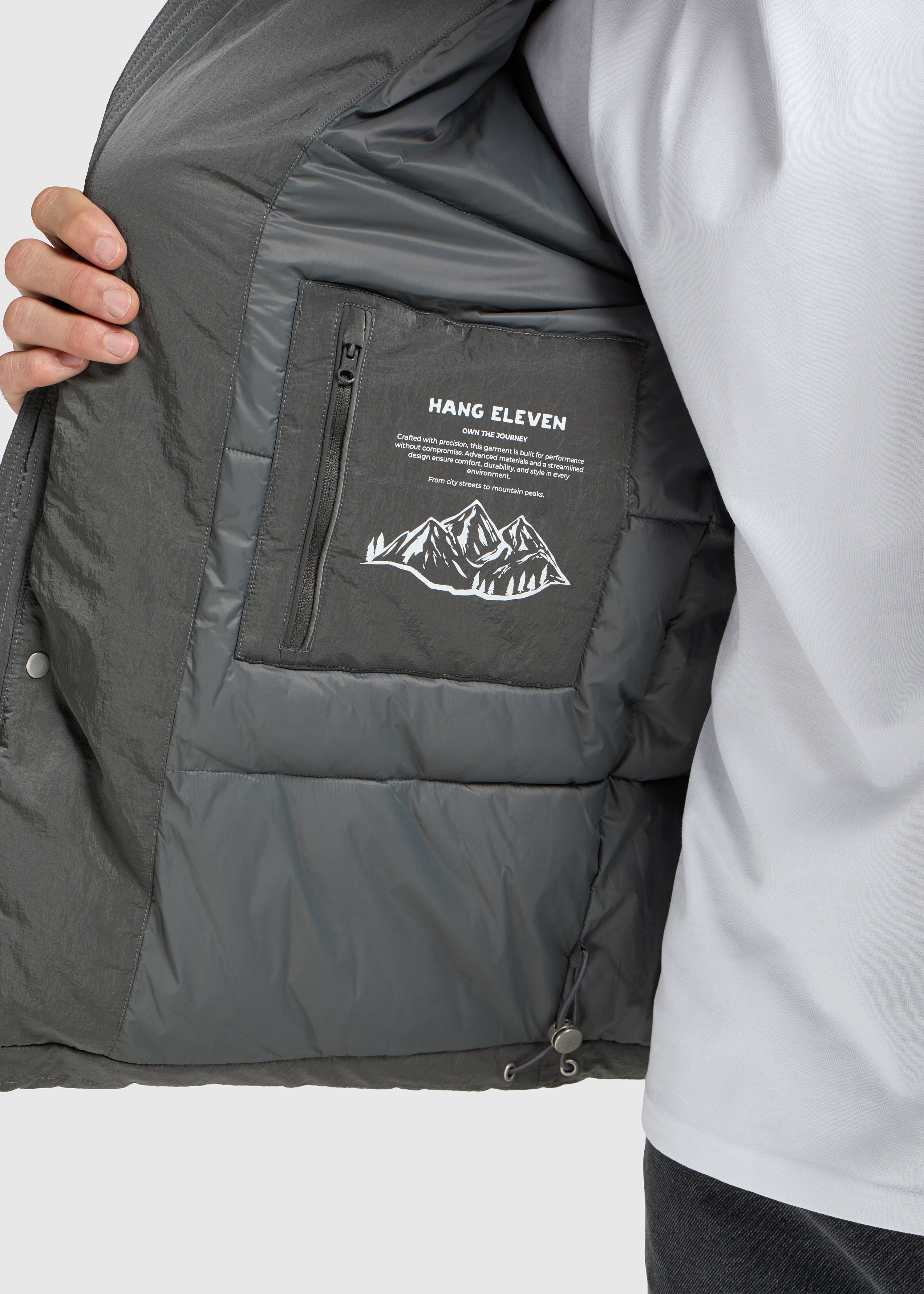 Kapuzen-Steppjacke – Grau