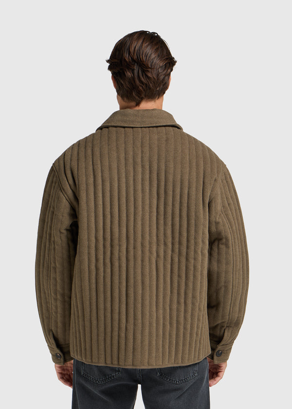 Surchemise à carreaux verticaux - Vert olive
