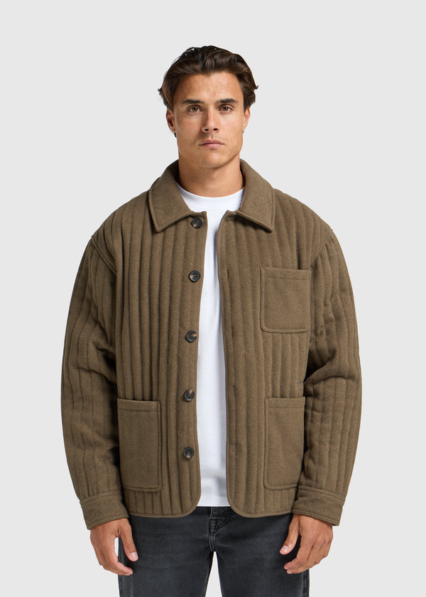 Surchemise à carreaux verticaux - Vert olive