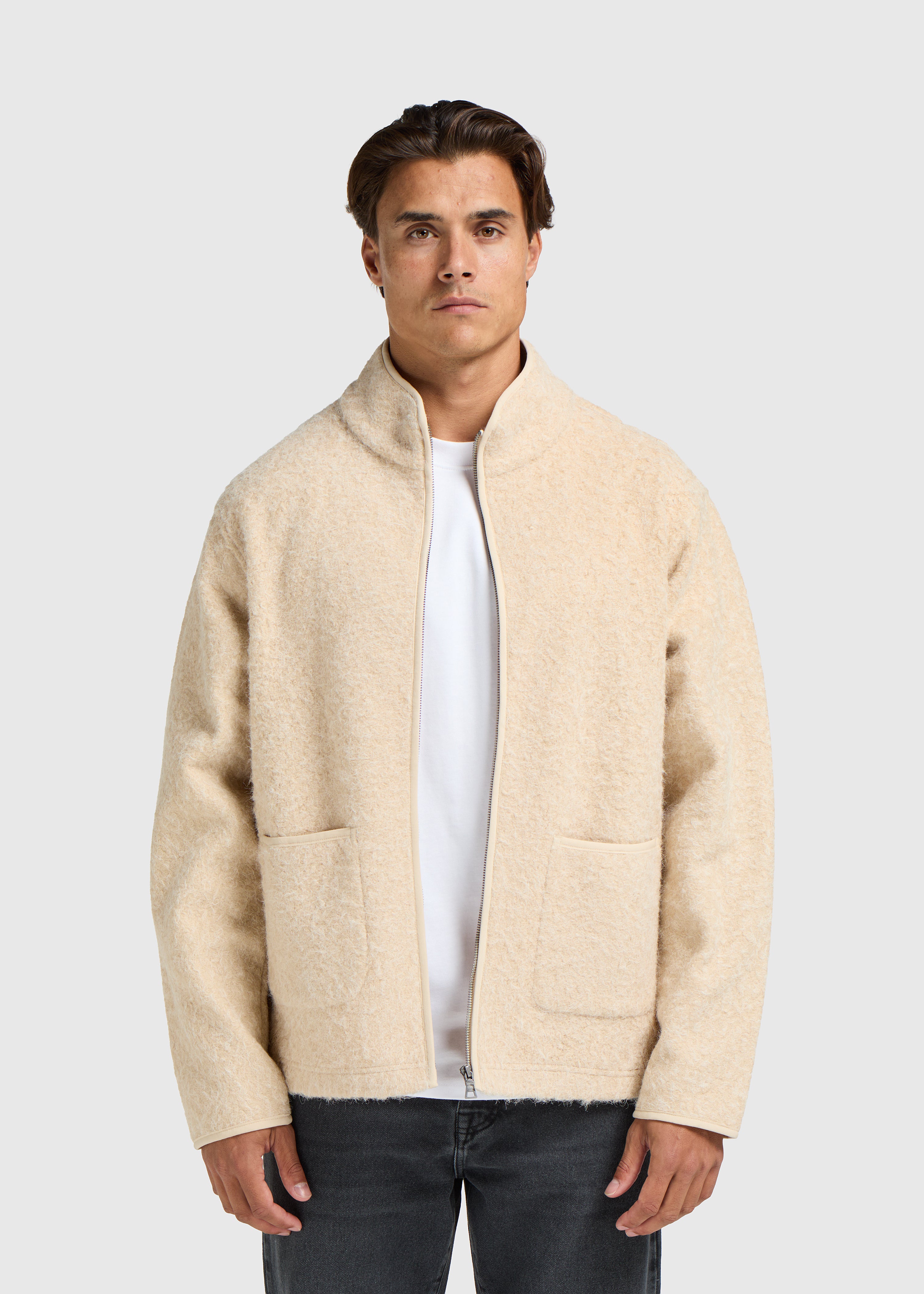 Veste à fermeture éclair douce - Sable