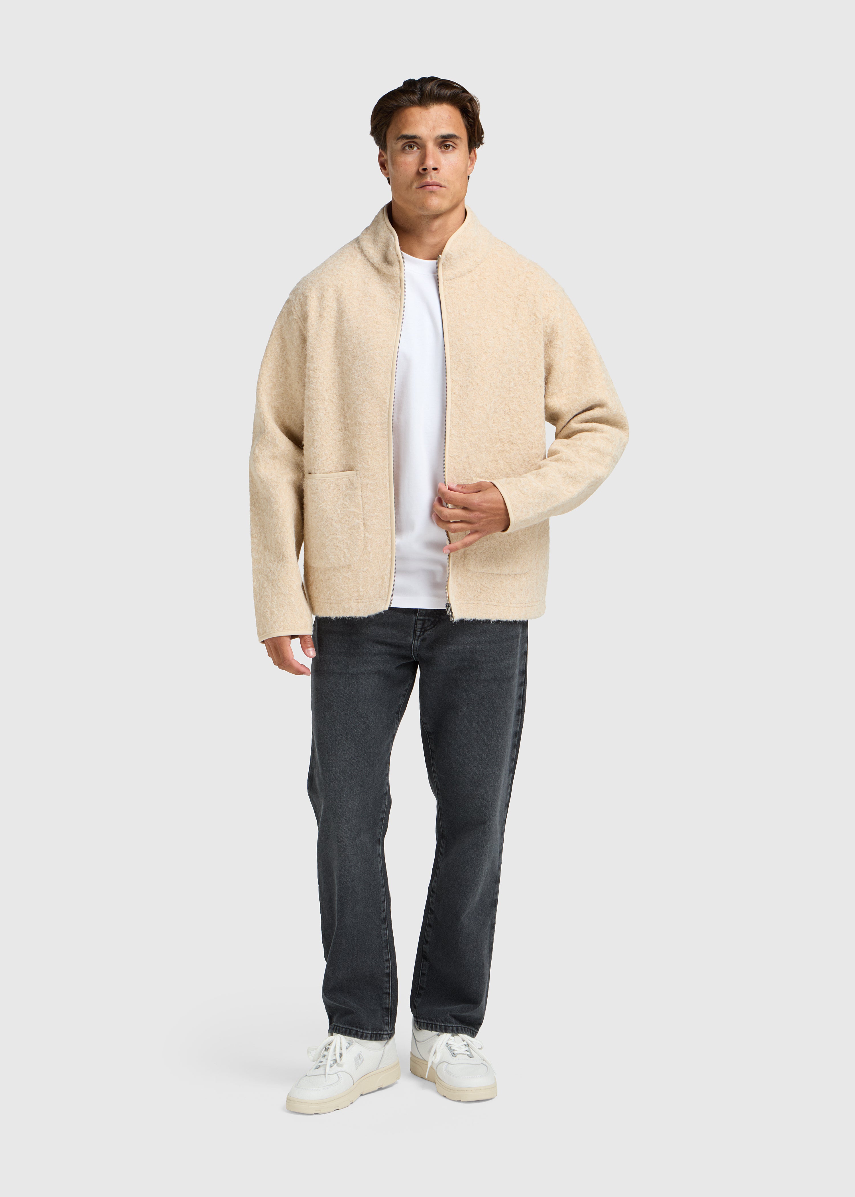 Veste à fermeture éclair douce - Sable