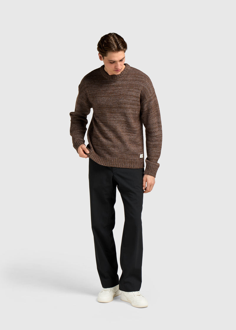 Heavy Knit Crewneck - Brown Melange