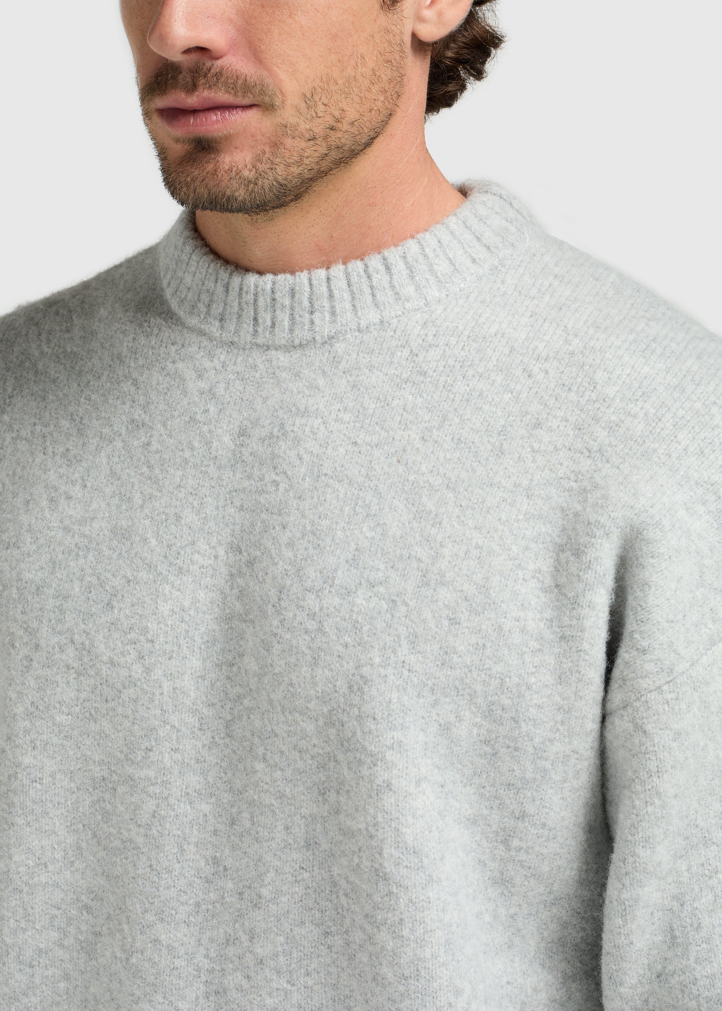 Cozy Knit Crewneck - Grey Melee
