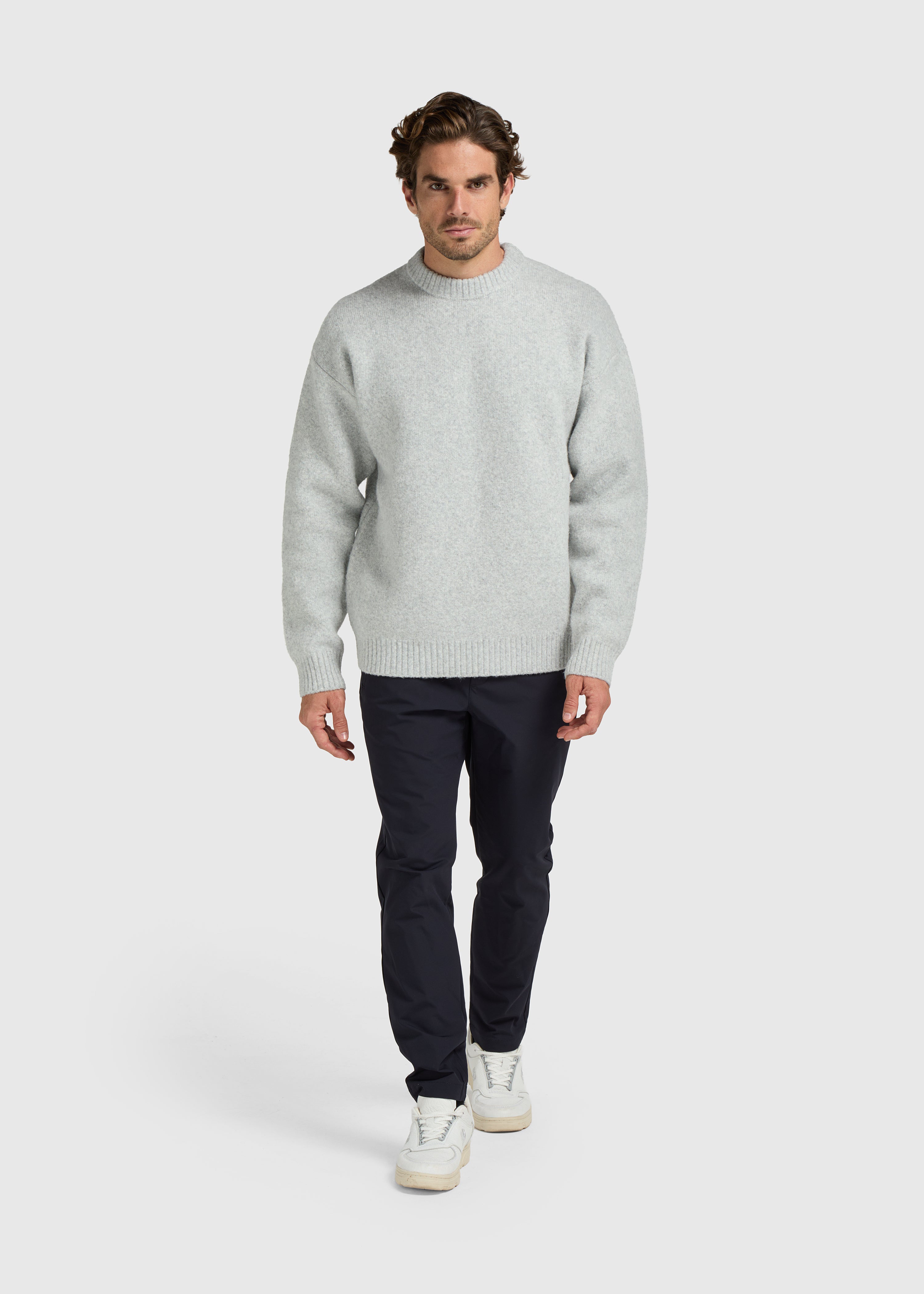 Cozy Knit Crewneck - Grey Melee