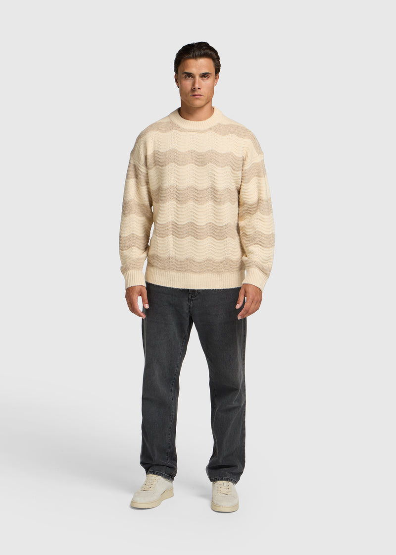 Wave Knitted Crewneck - Sand