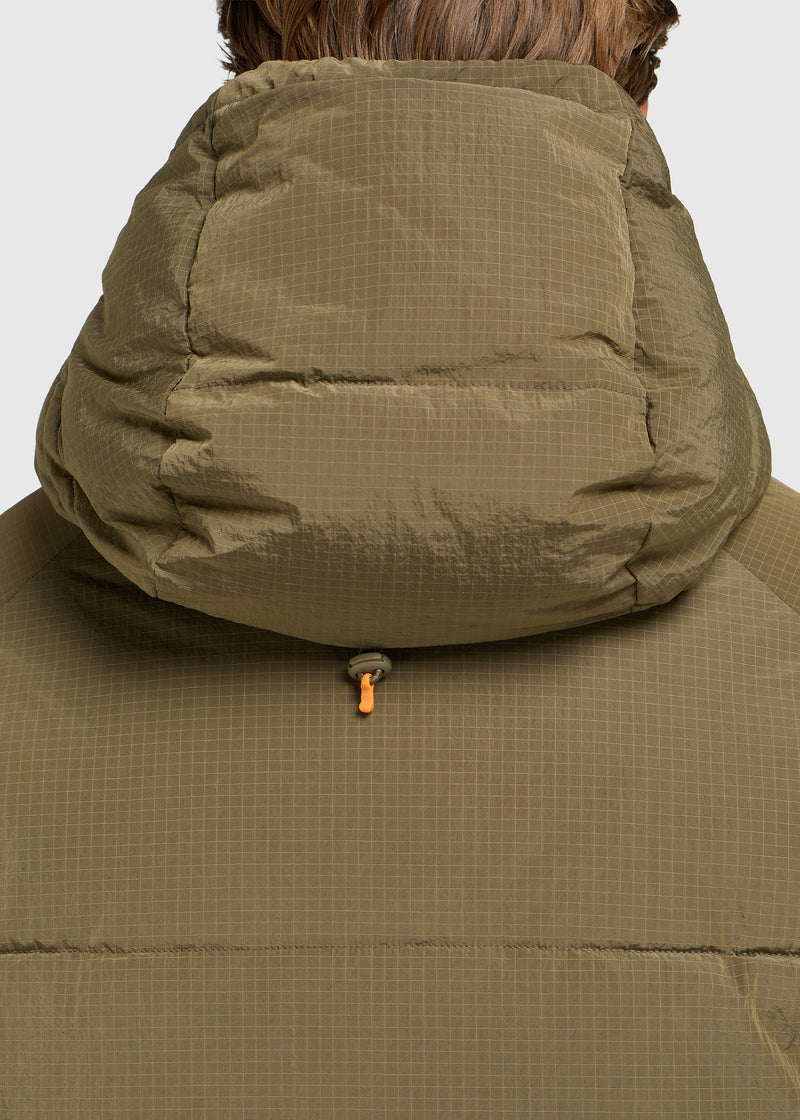 Ribstop Hooded Puffer - Olive Green