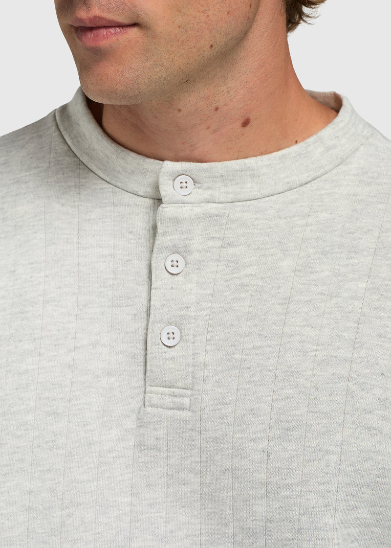 Striped Henley Longsleeve - Grey Melee
