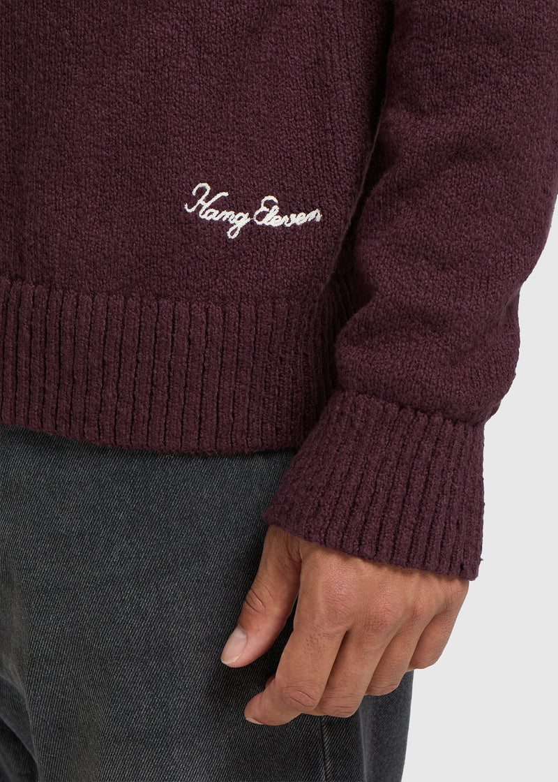 Premium Strickpullover mit Rundhalsausschnitt - Bordeauxrot