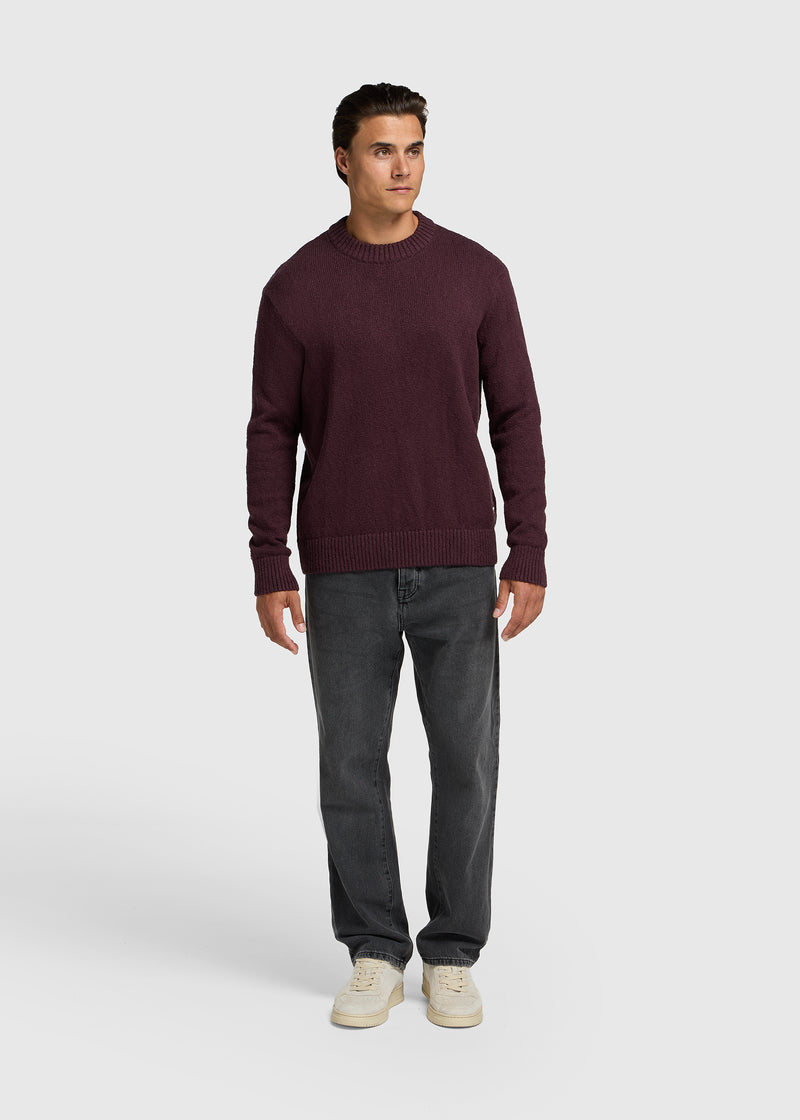 Premium Strickpullover mit Rundhalsausschnitt - Bordeauxrot