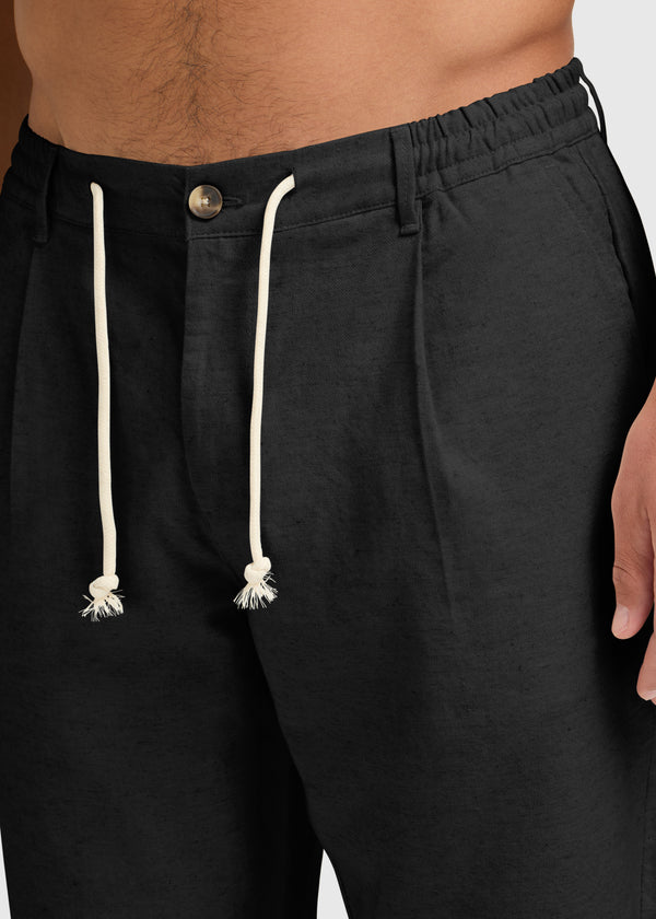 The Straight Linen Pants - Black