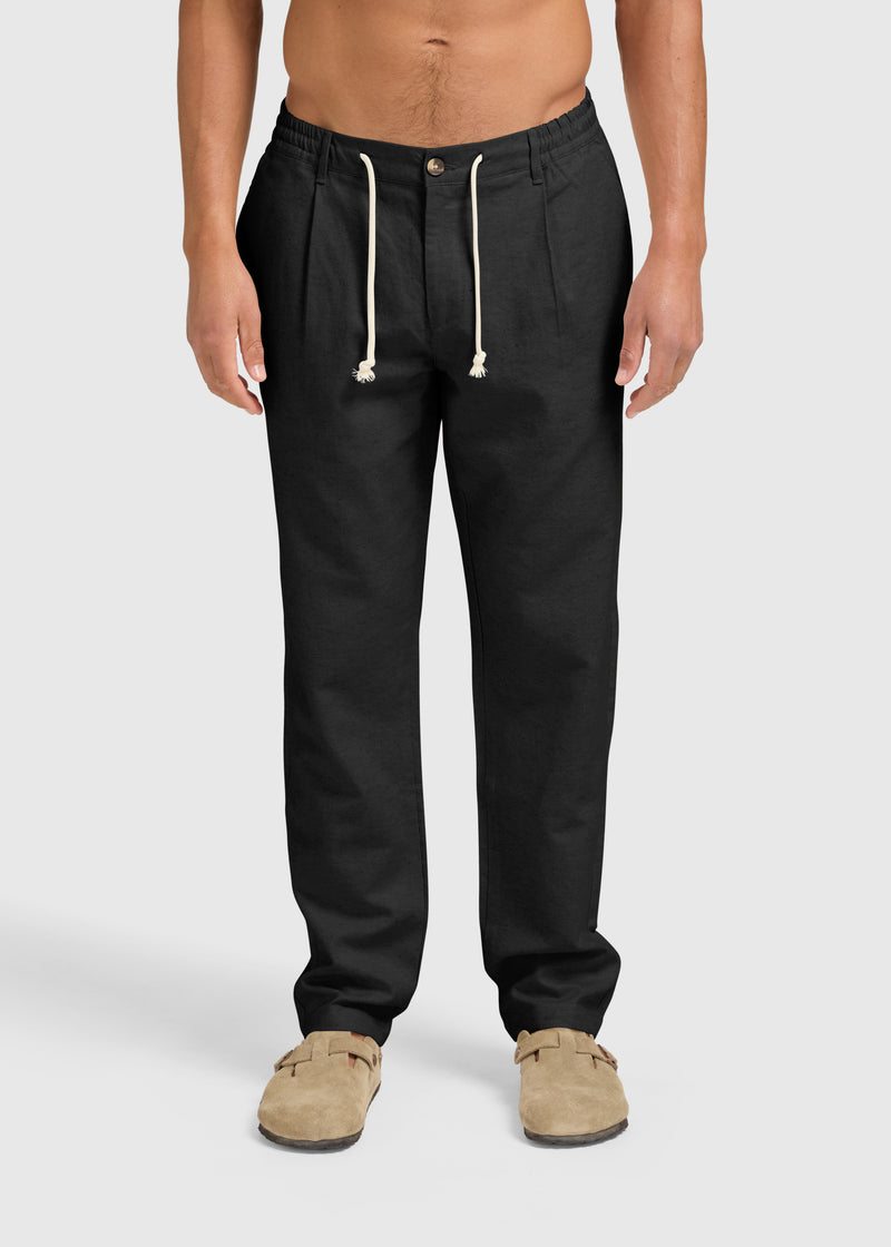 The Straight Linen Pants - Black