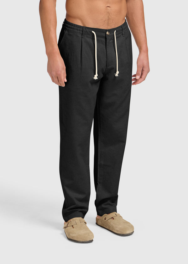 The Straight Linen Pants - Black