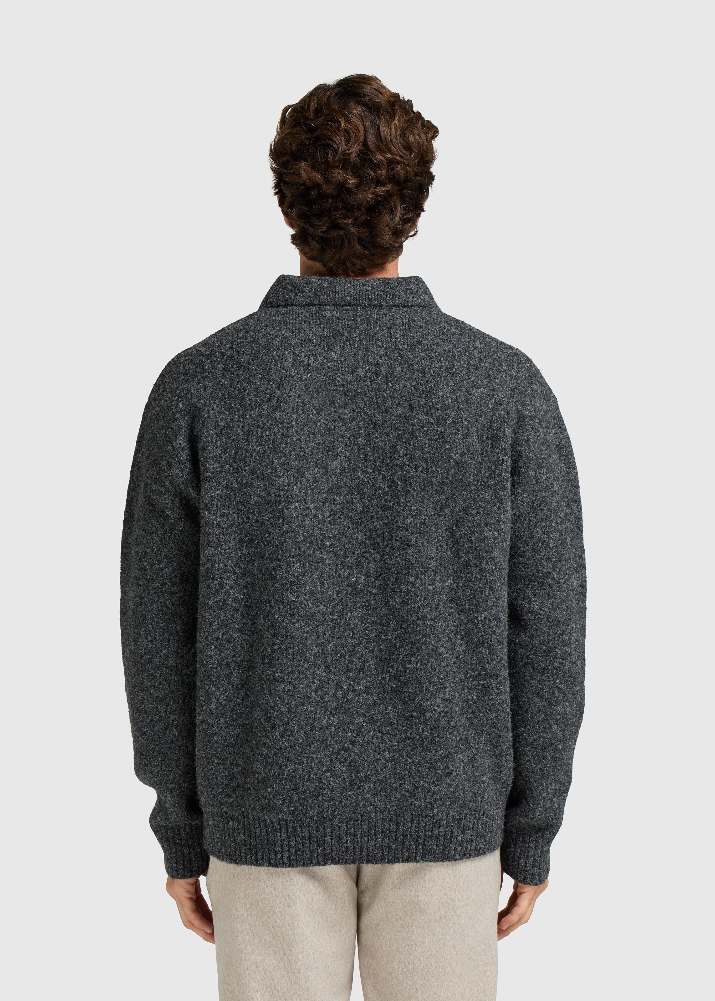 Cozy Knit Polo - Anthracite