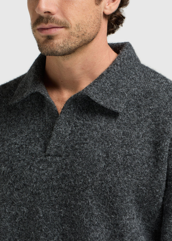 Cozy Knit Polo - Anthracite