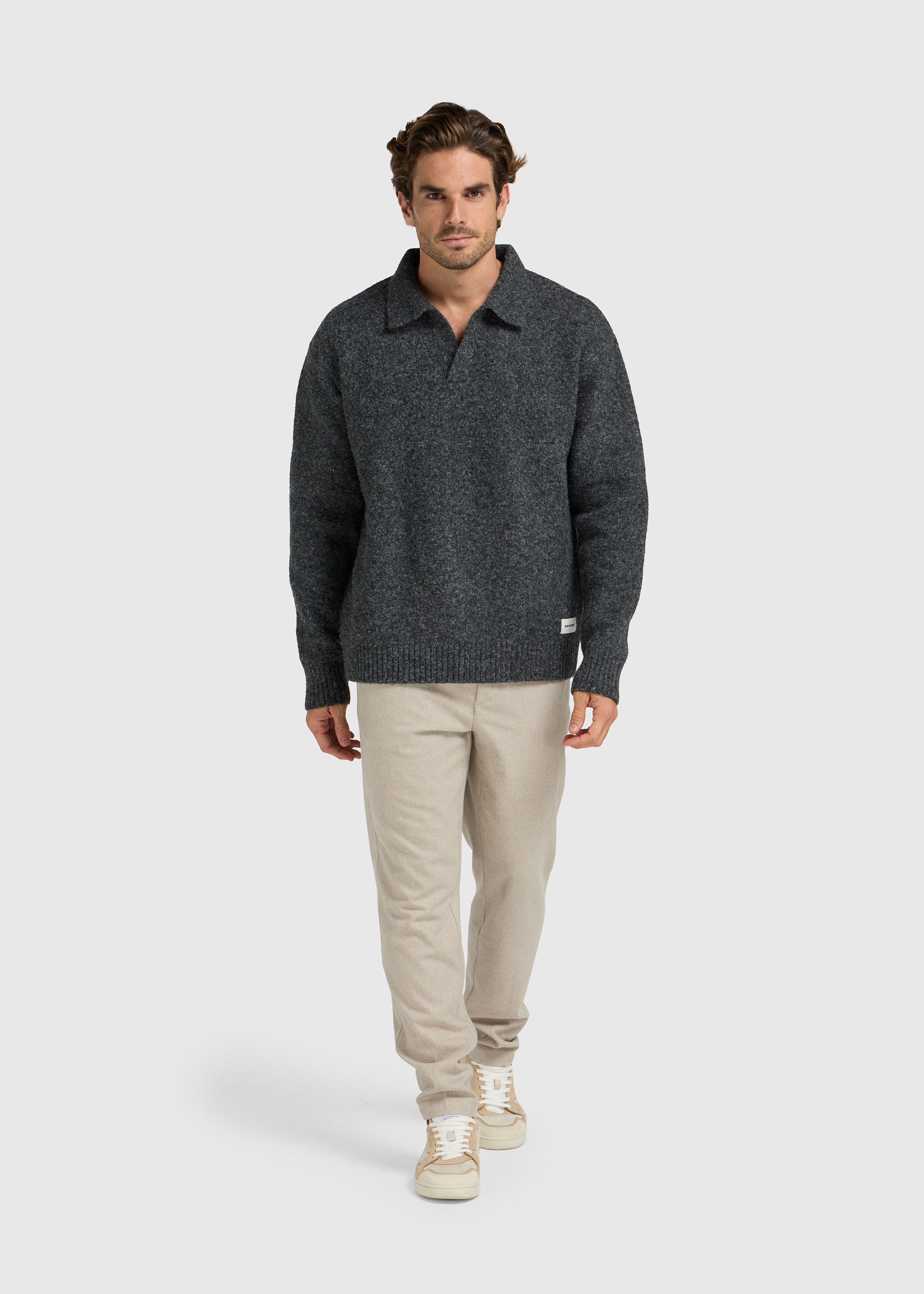 Cozy Knit Polo - Anthracite
