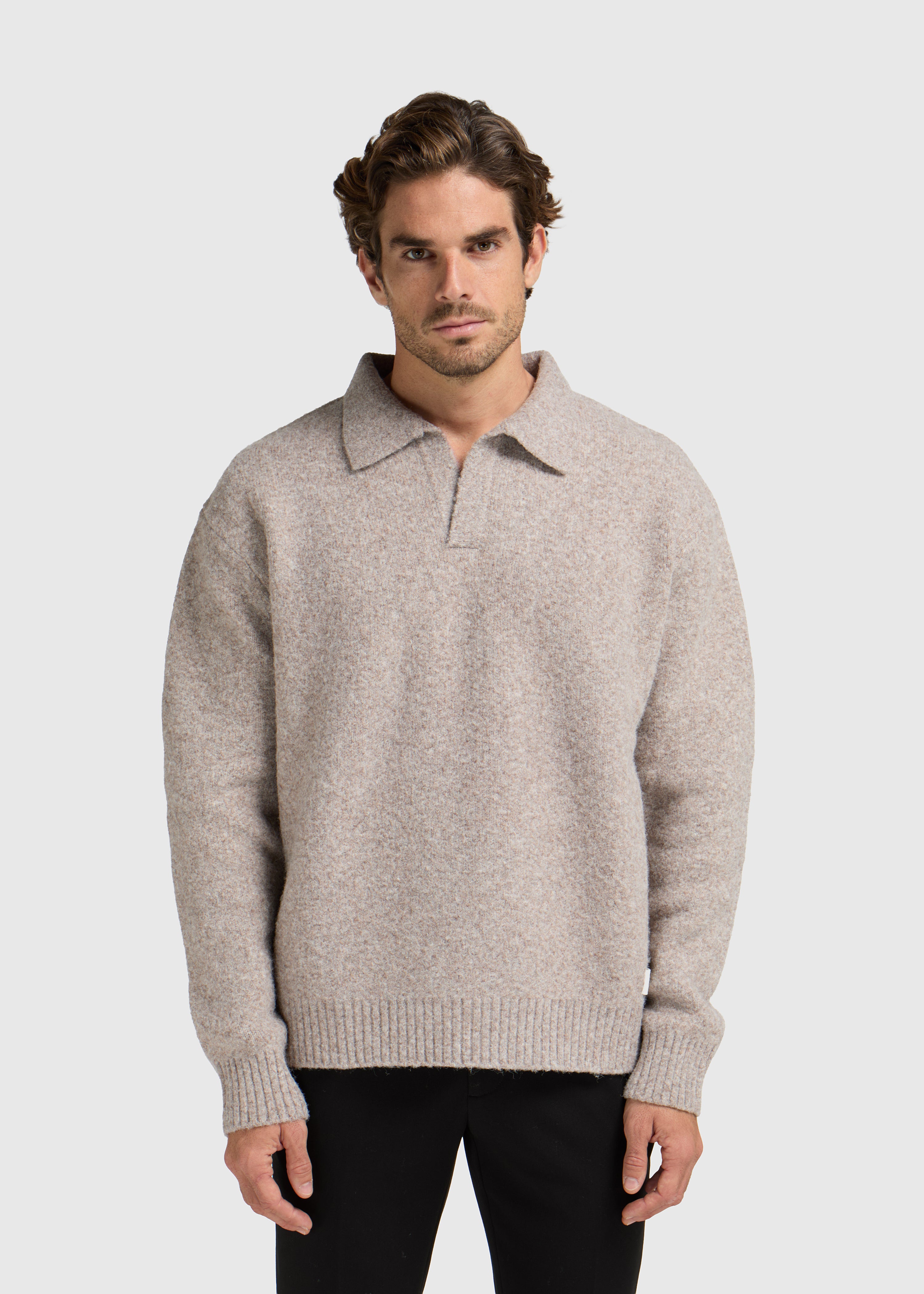 Cozy Knit Polo - Taupe
