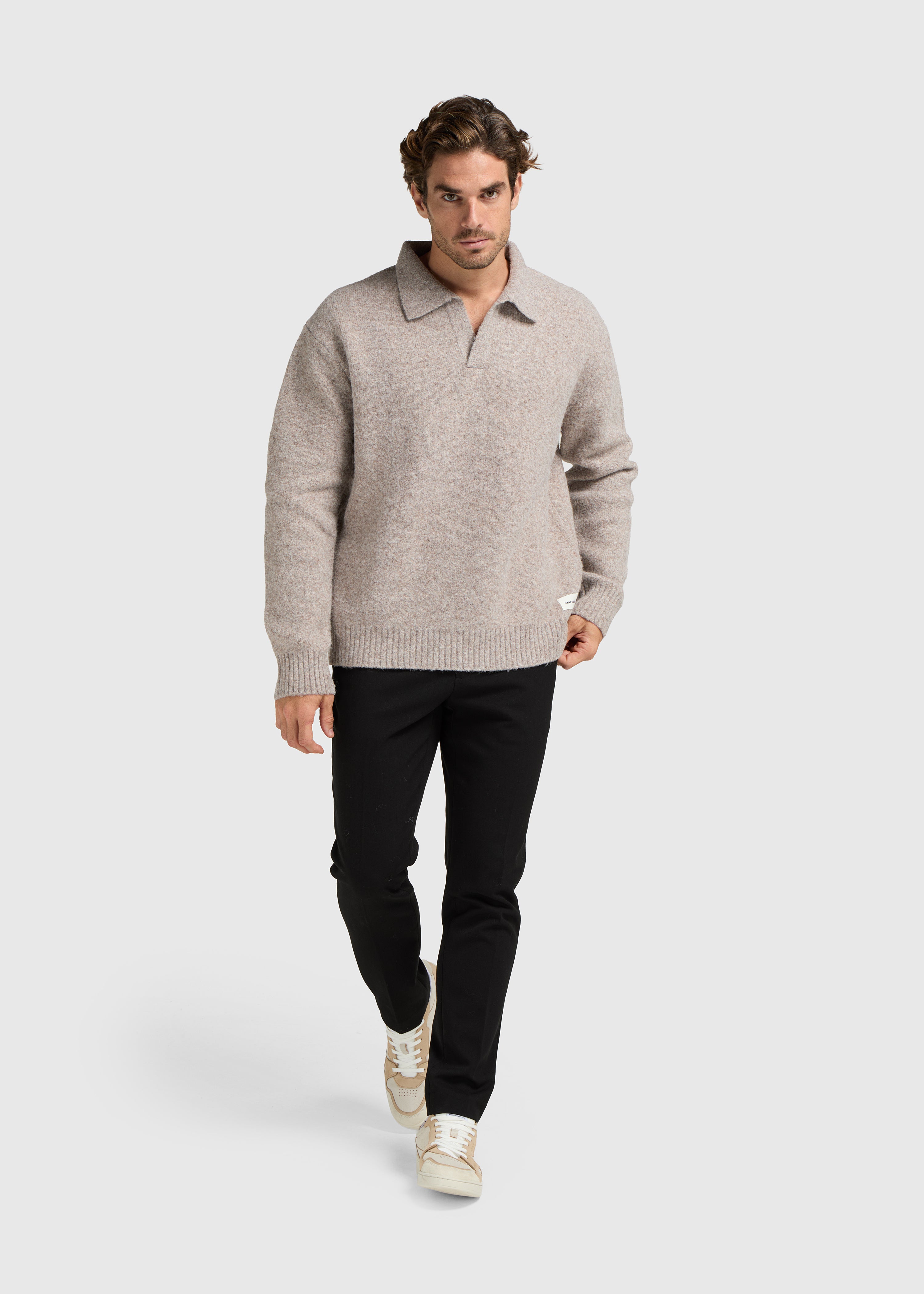 Cozy Knit Polo - Taupe