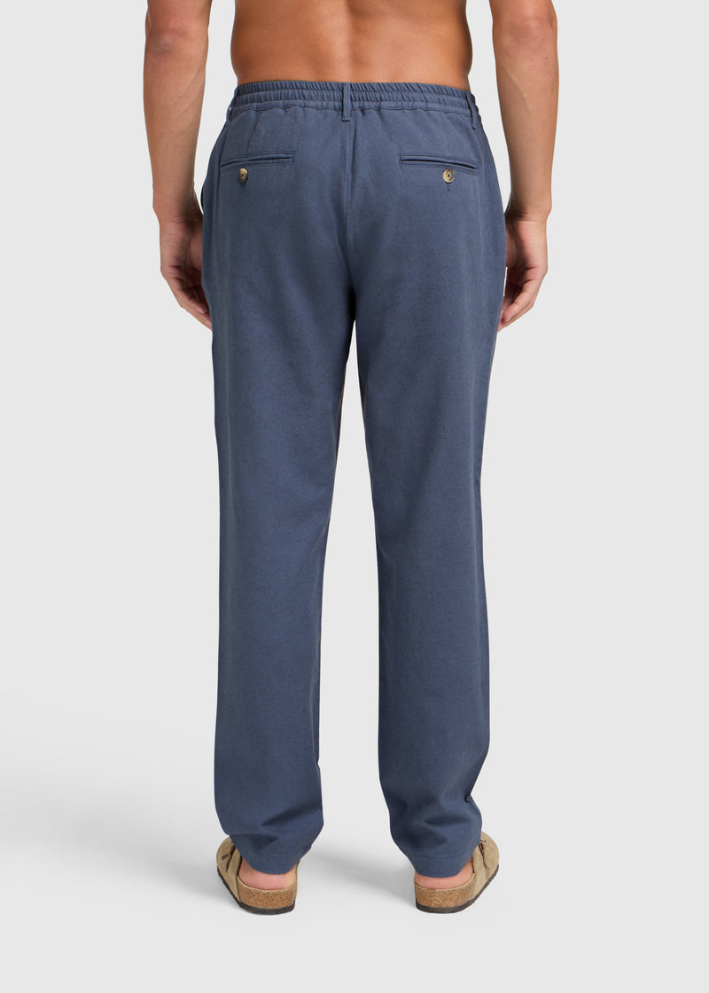 The Pleated Linen Pants - Navy Blue