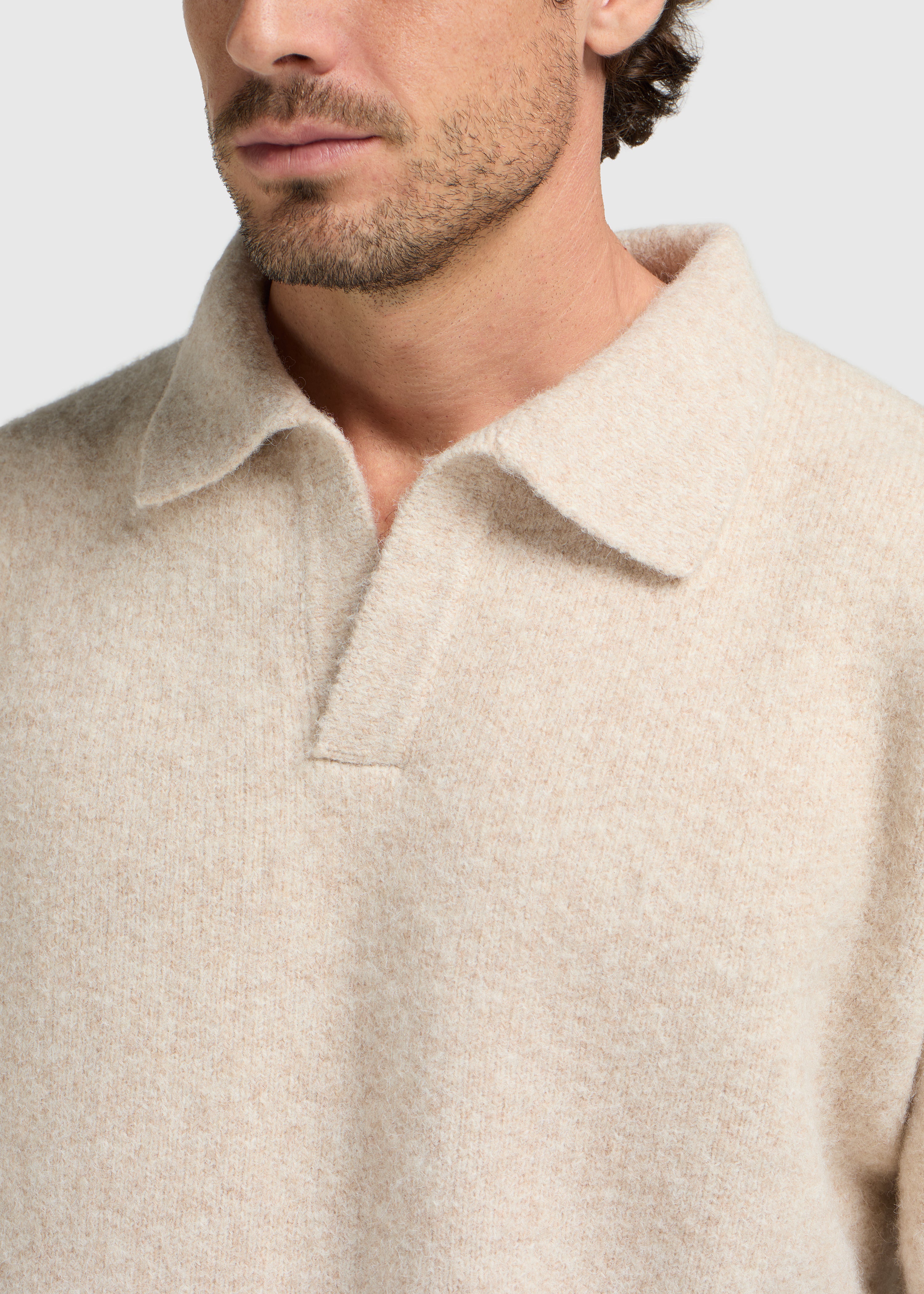Cozy Knit Polo - Light Sand