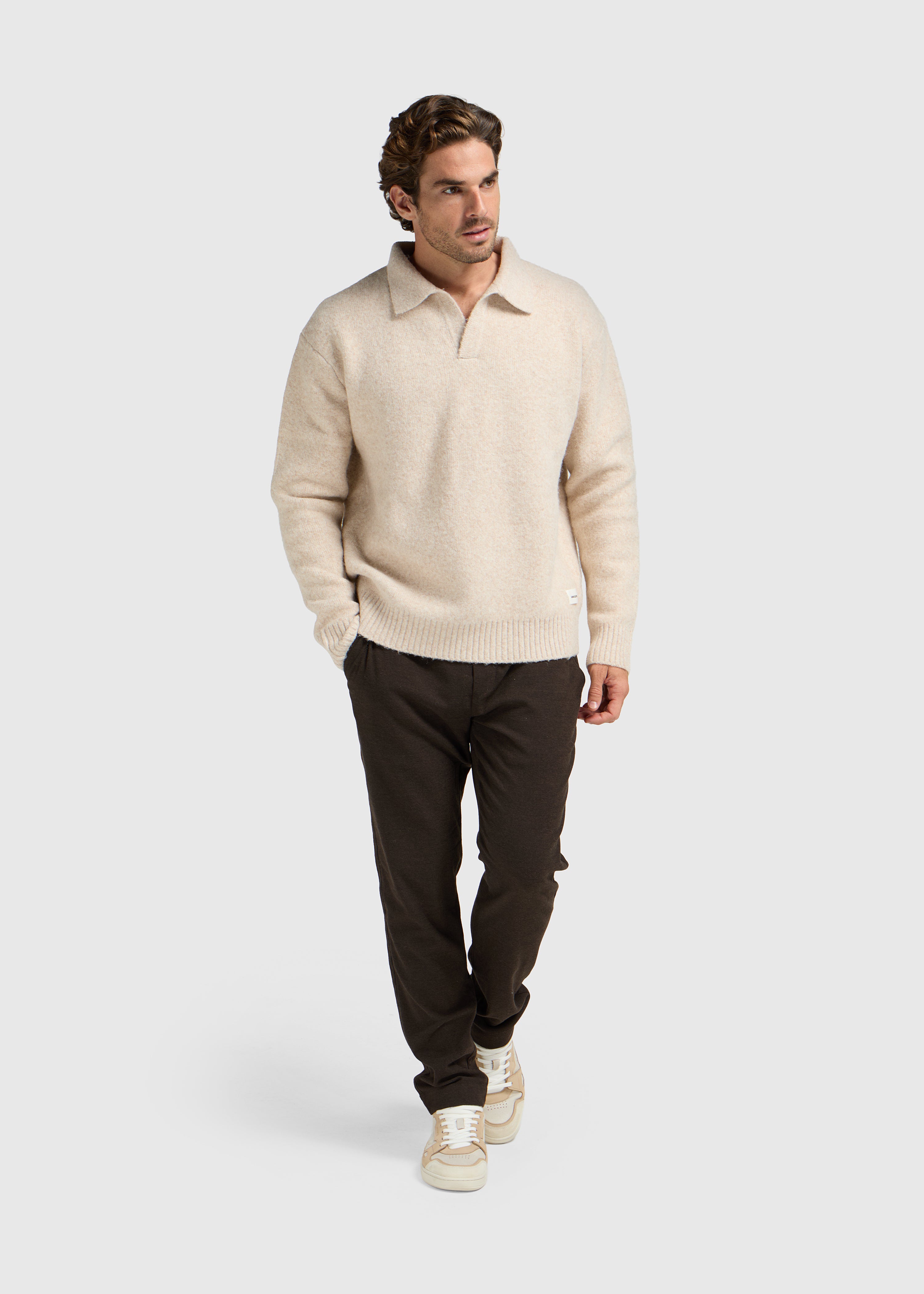 Cozy Knit Polo - Light Sand