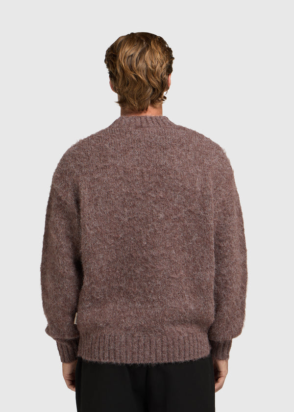 Brushed Knit Crewneck - Brown Melee