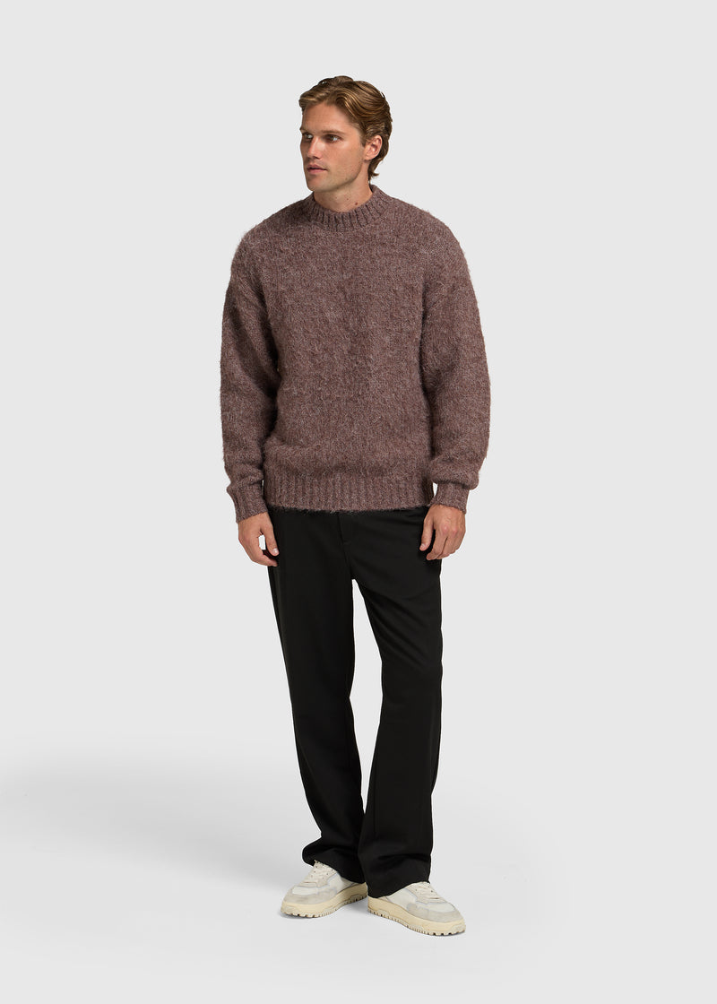 Brushed Knit Crewneck - Brown Melee