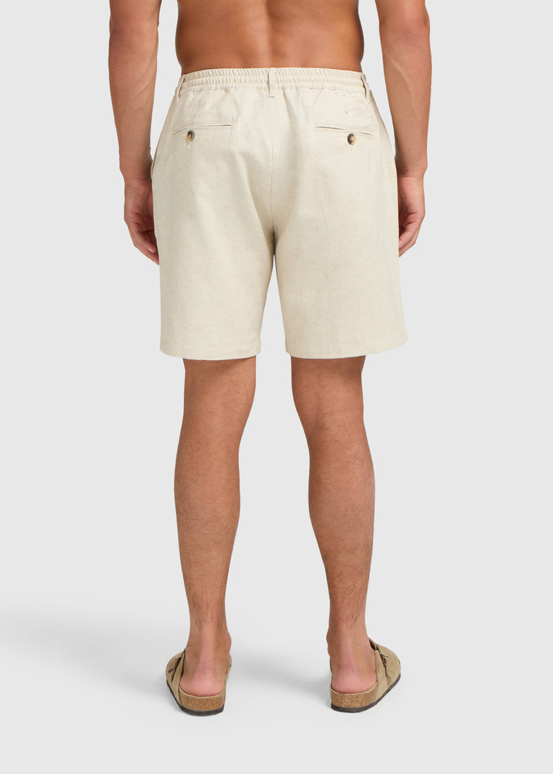 The Pleated Linen Short - Sand
