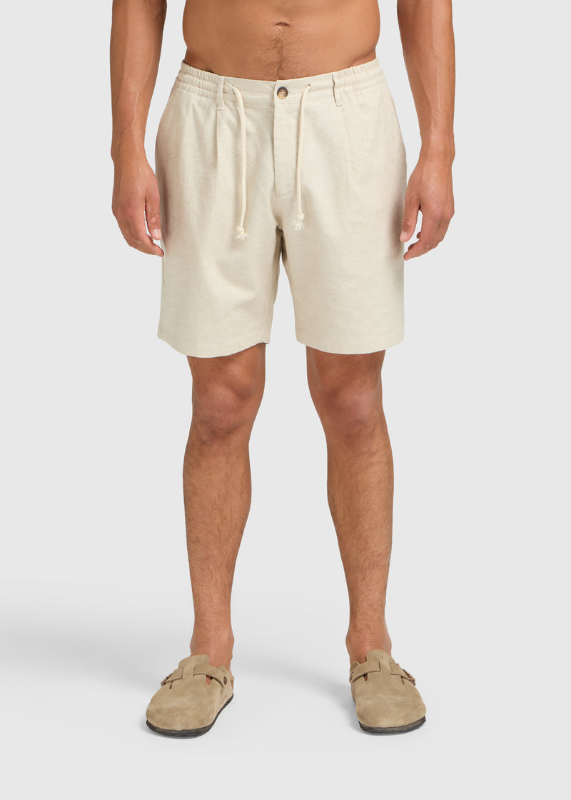 The Pleated Linen Short - Sand