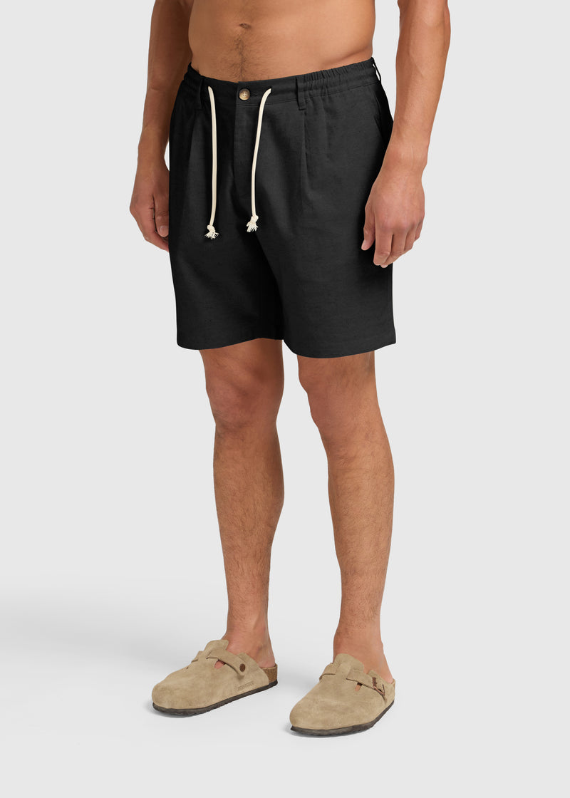 The Straight Linen Short - Black