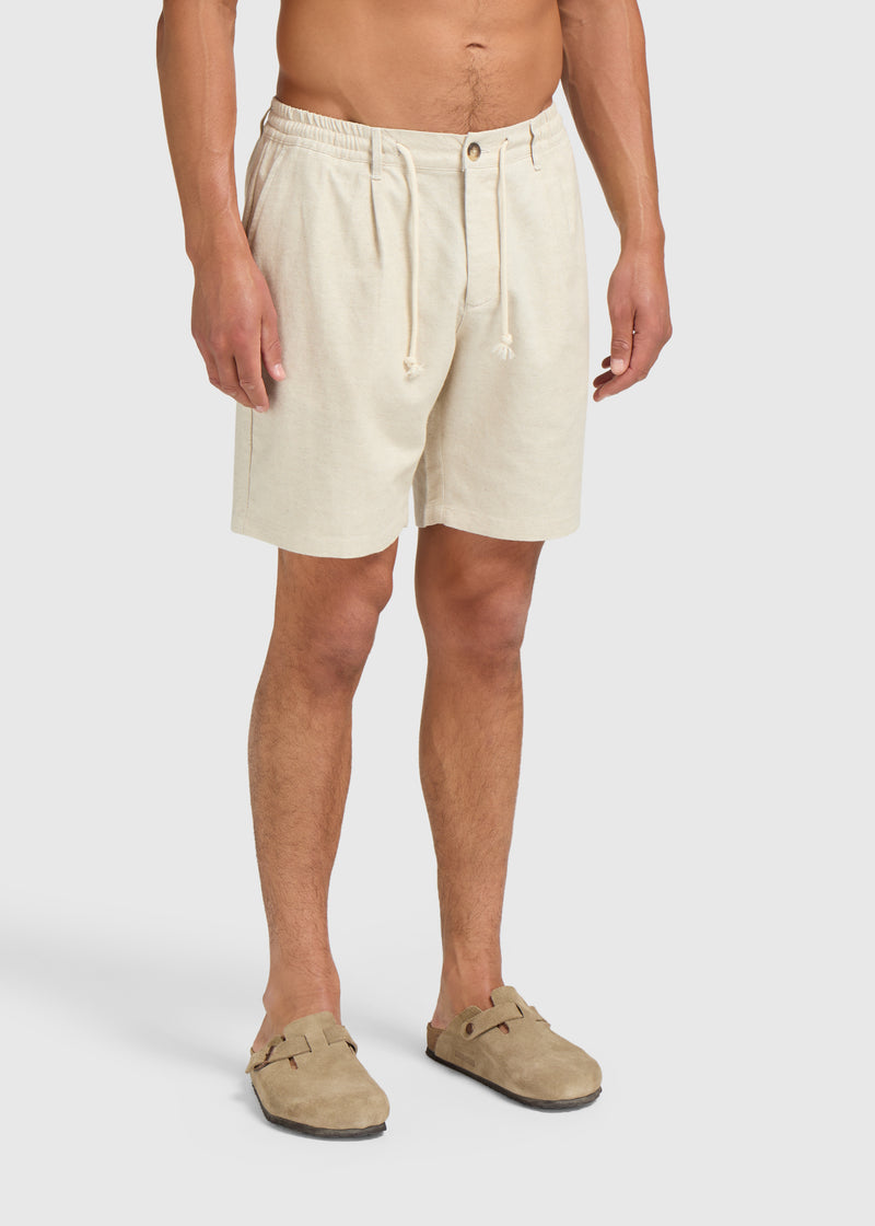 The Pleated Linen Short - Sand