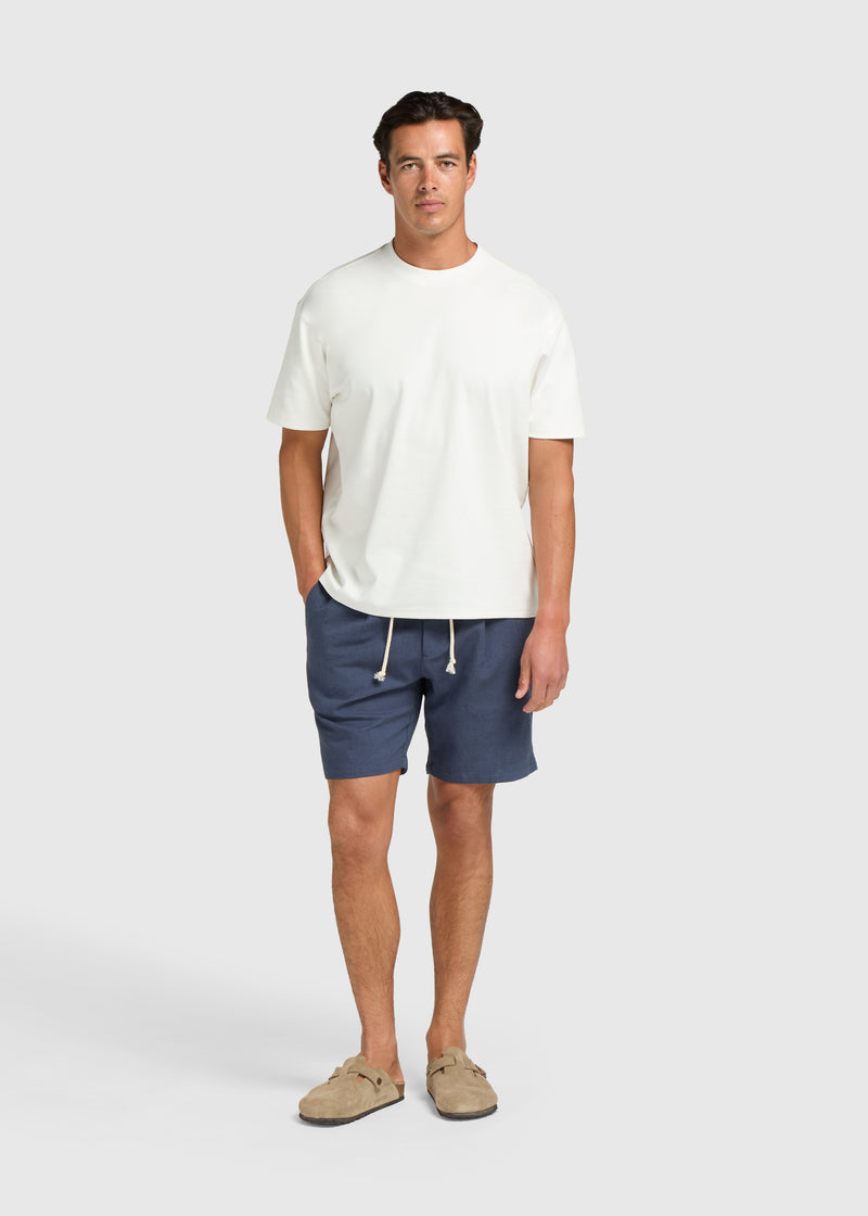 The Pleated Linen Short - Navy Blue