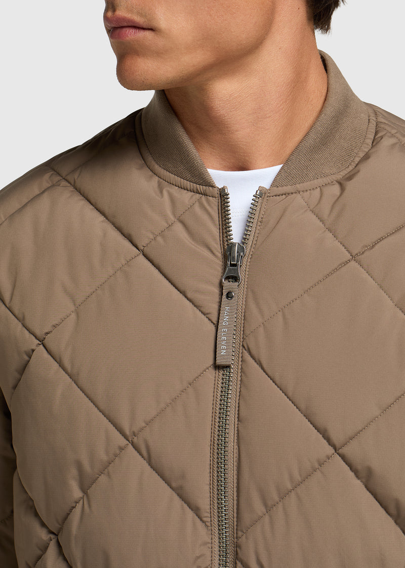 Quilted Bomber Jacket - Dark Sand