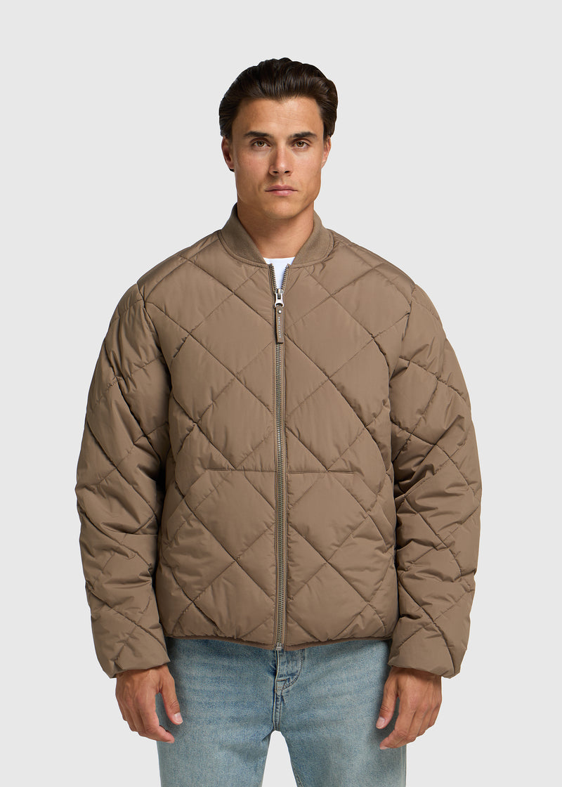 Quilted Bomber Jacket - Dark Sand