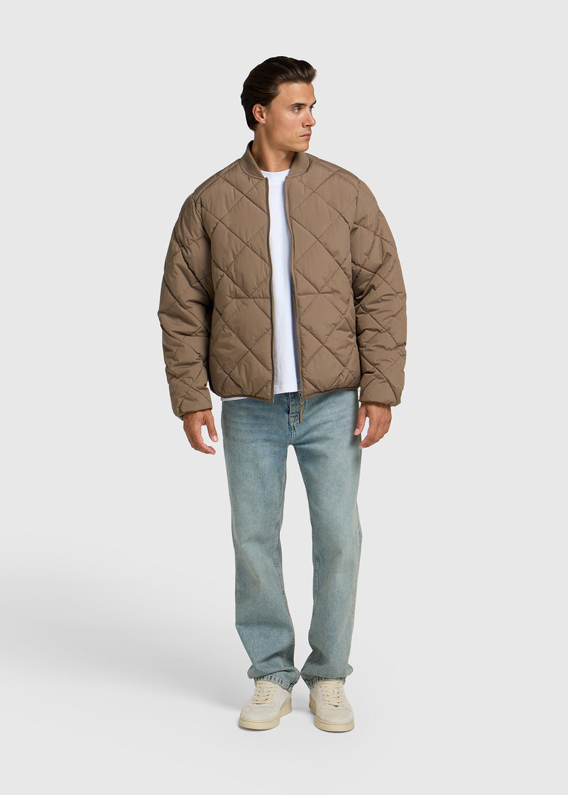 Quilted Bomber Jacket - Dark Sand