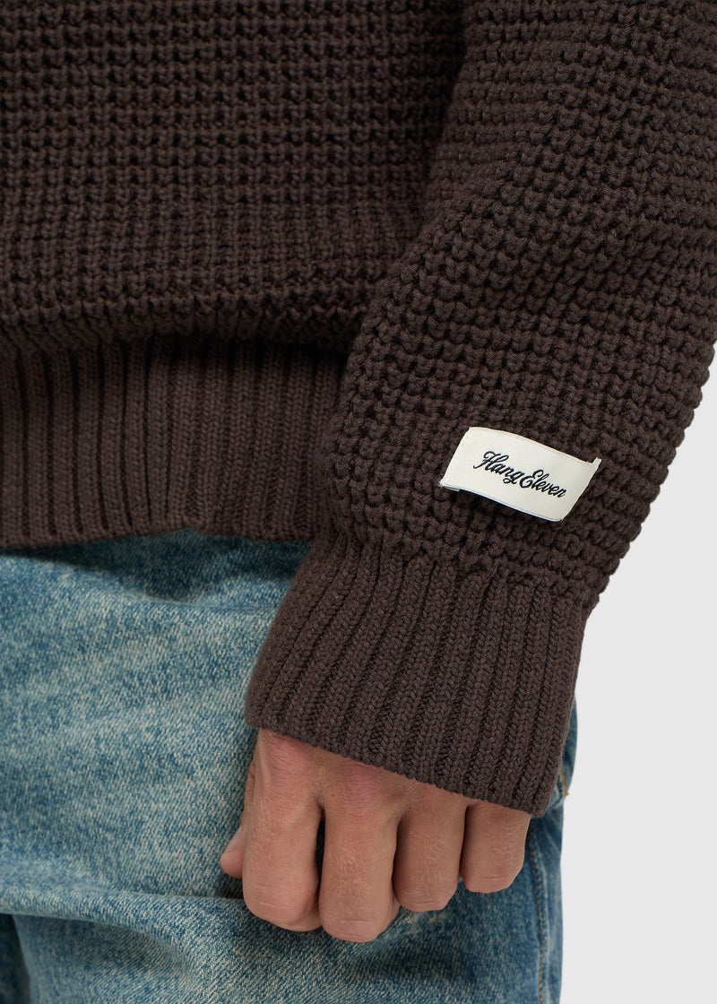Clean Waffle Knit - Dark Brown
