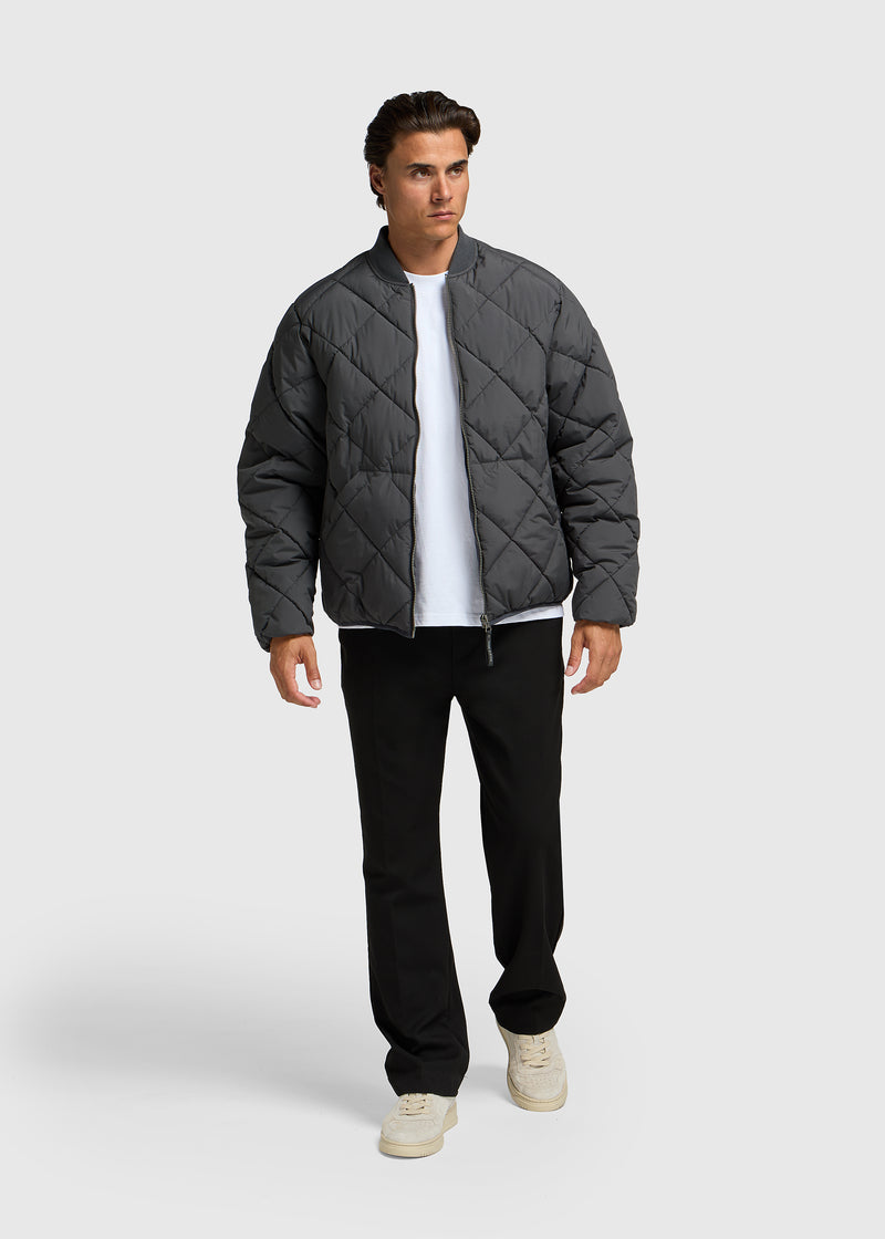 Quilted Bomber Jacket - Anthracite