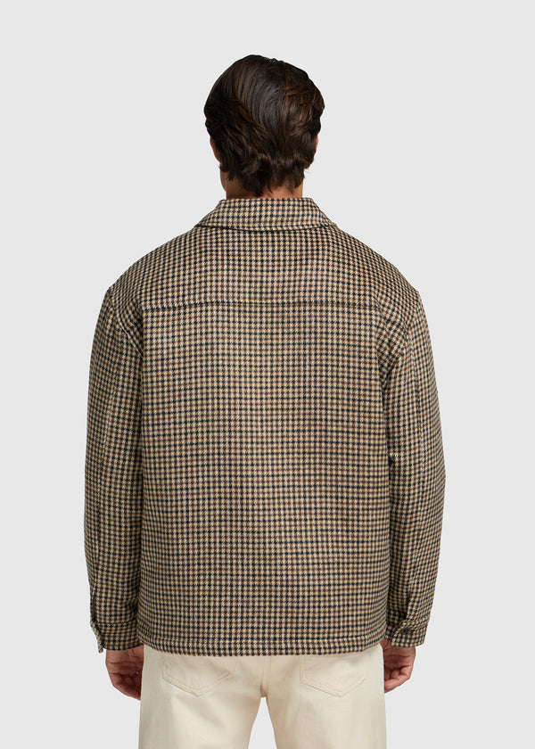 Padded Check Overshirt - Brown
