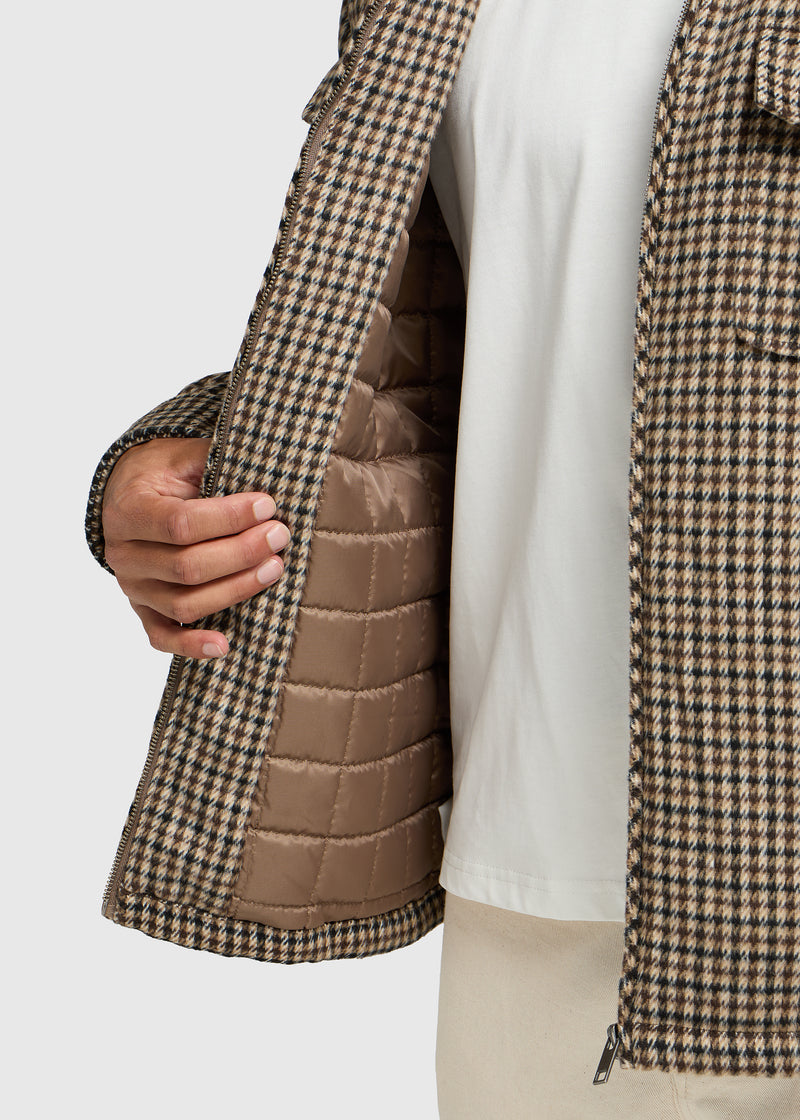 Padded Check Overshirt - Brown