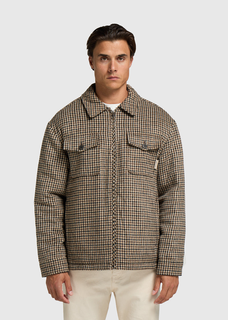 Padded Check Overshirt - Brown