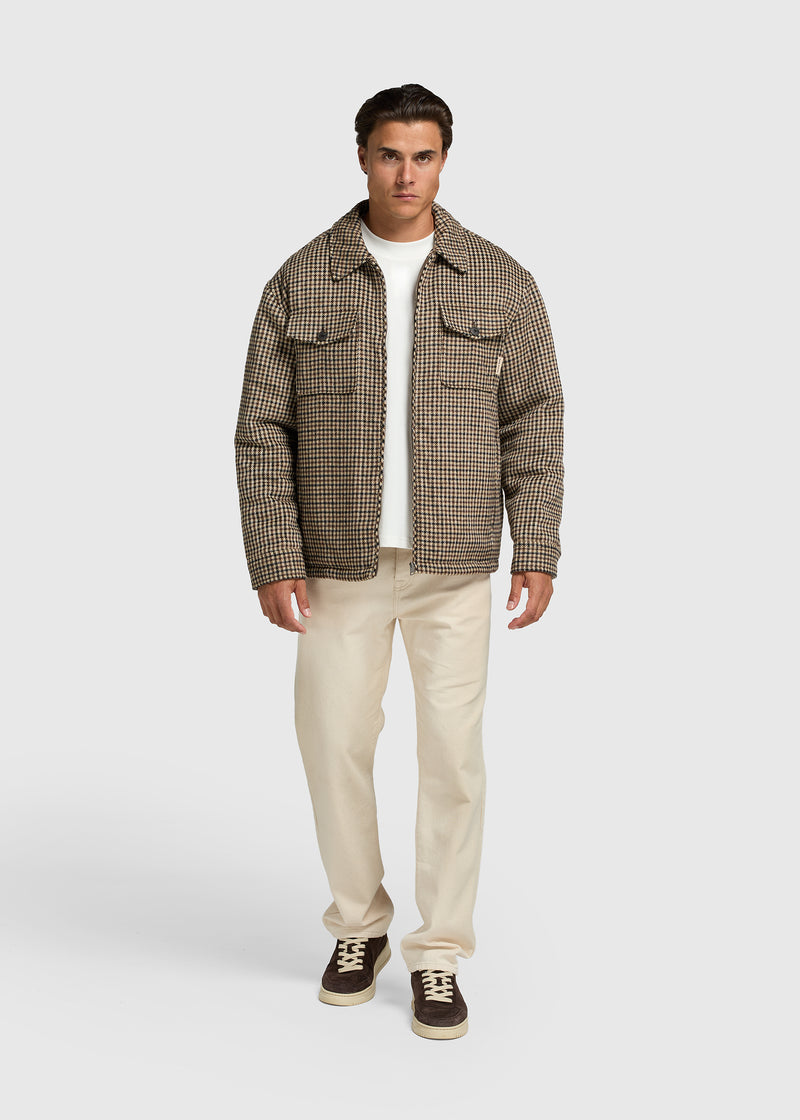 Padded Check Overshirt - Brown