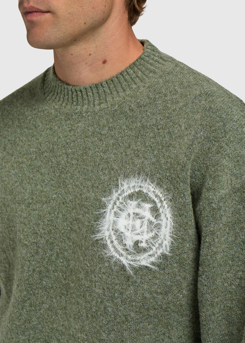 Hairy Logo Knit - Dark Green